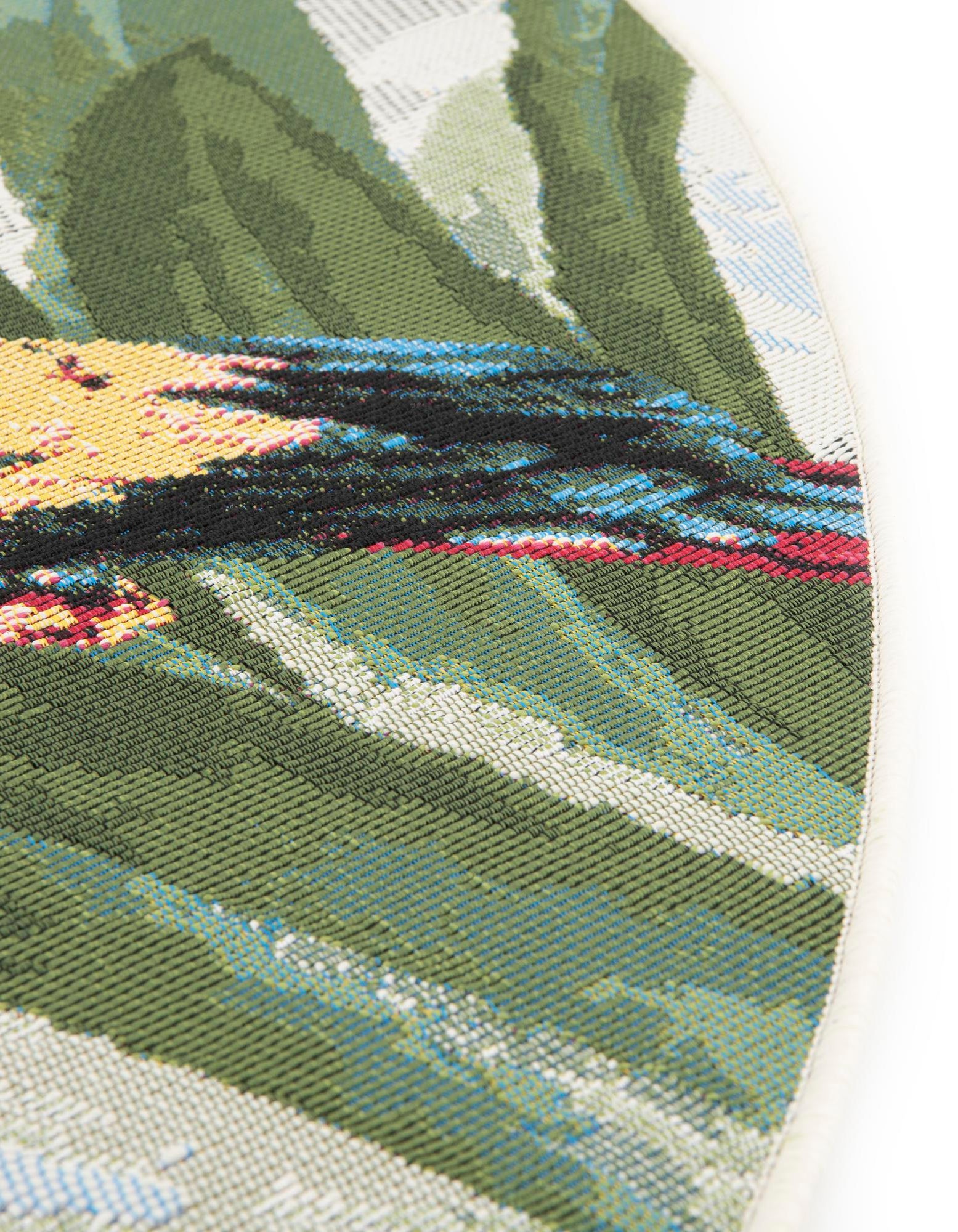 Multicolor 4' x 4' Botanical Indoor / Outdoor Round Rug | Rugs.com