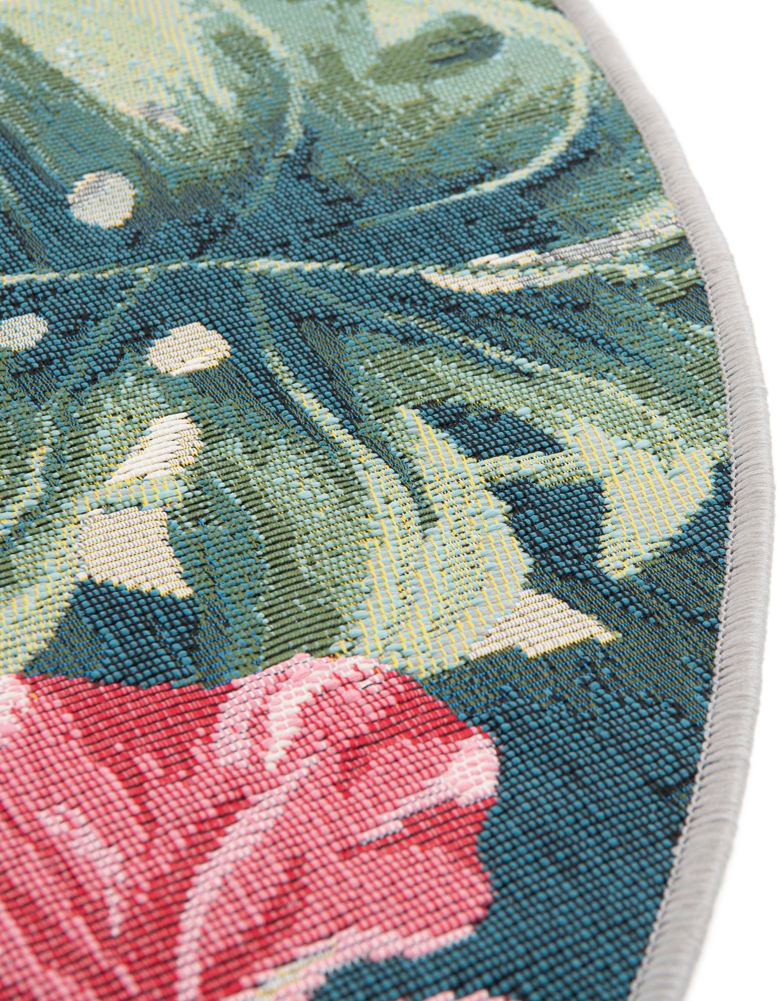 Multicolor 4' x 4' Botanical Indoor / Outdoor Round Rug | Rugs.com