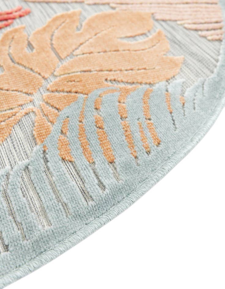 Detail image of  8' 2 x 8' 2  Washable Botanical Indoor / Outdoor Round Rug