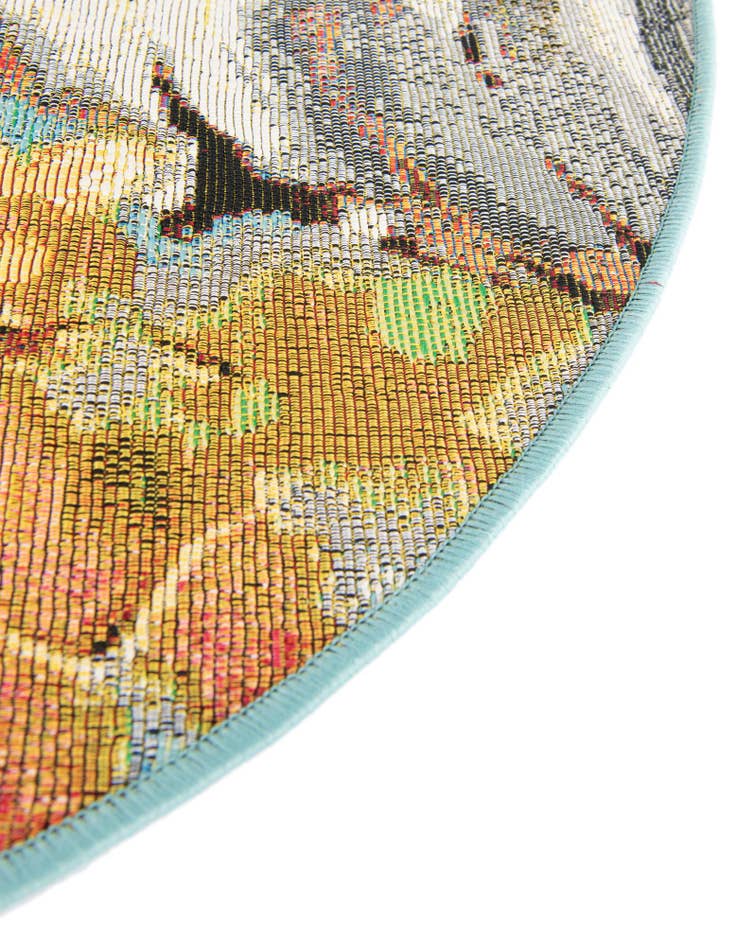 Detail image of  3' 3 x 3' 3  Washable Botanical Indoor / Outdoor Round Rug