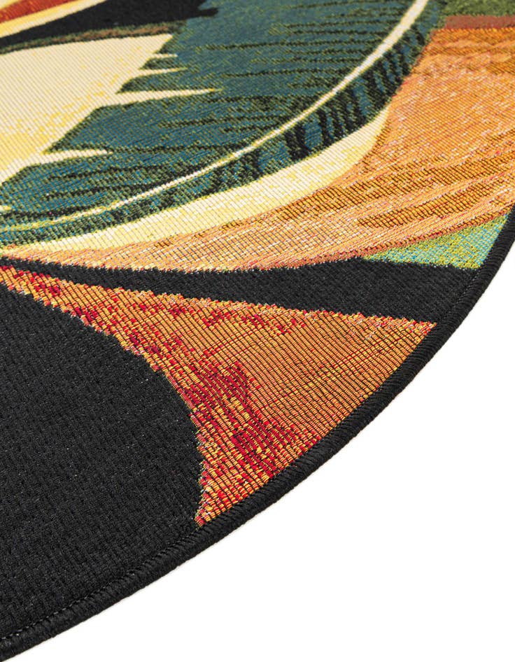 Detail image of  6' x 6'  Washable Botanical Indoor / Outdoor Round Rug