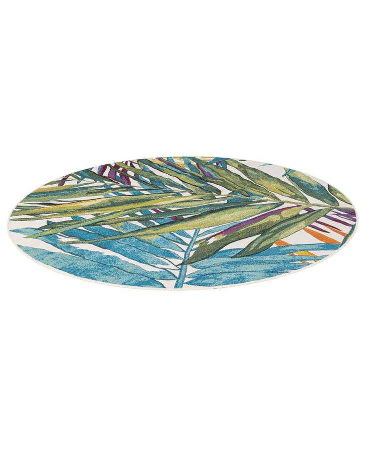 Detail image of  6' x 6'  Washable Botanical Indoor / Outdoor Round Rug