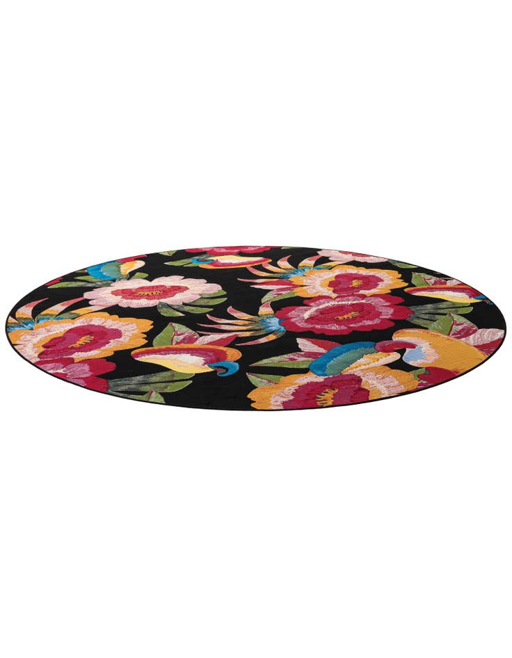 Detail image of  10' x 10'  Washable Botanical Indoor / Outdoor Round Rug