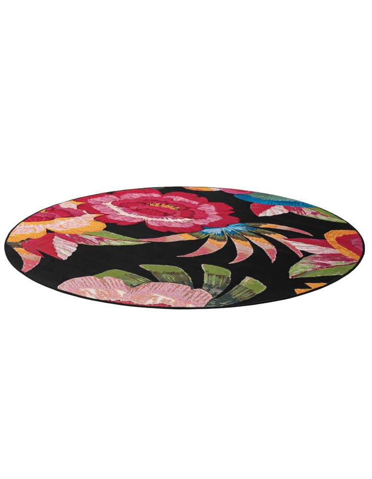 Detail image of  6' x 6'  Washable Botanical Indoor / Outdoor Round Rug