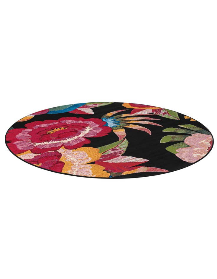Detail image of  6' x 6'  Washable Botanical Indoor / Outdoor Round Rug