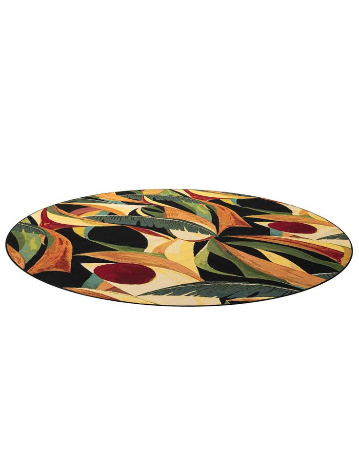 Detail image of  10' x 10'  Washable Botanical Indoor / Outdoor Round Rug