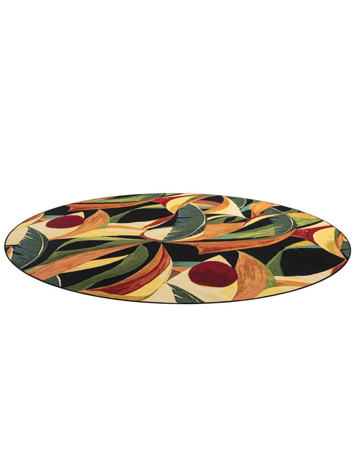 Detail image of  10' x 10'  Washable Botanical Indoor / Outdoor Round Rug