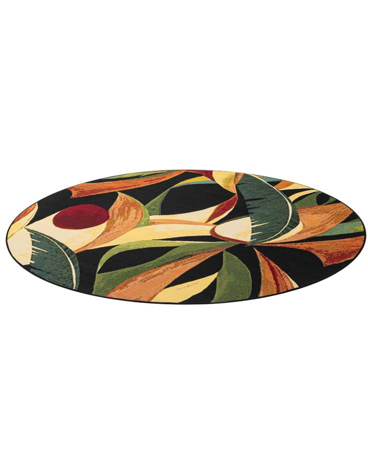 Detail image of  6' x 6'  Washable Botanical Indoor / Outdoor Round Rug