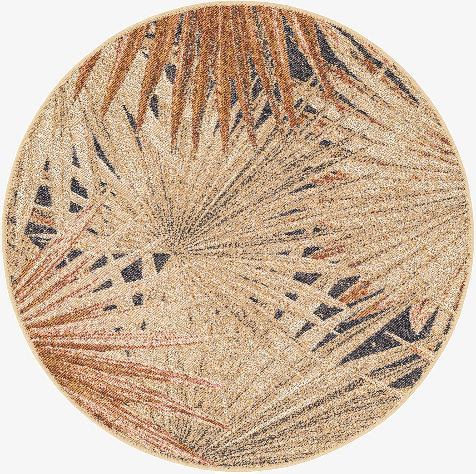  3' x 3'  Washable Botanical Indoor / Outdoor Round Rug