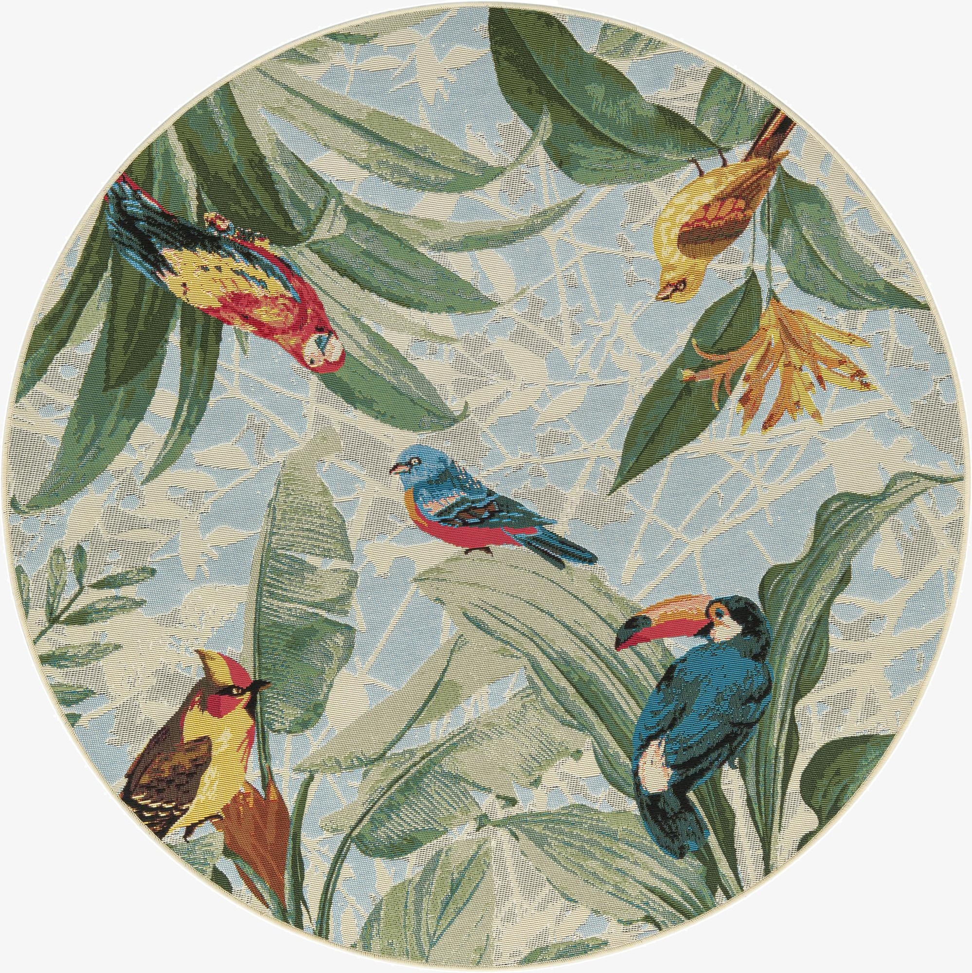  5' x 5'  Washable Botanical Indoor / Outdoor Round Rug