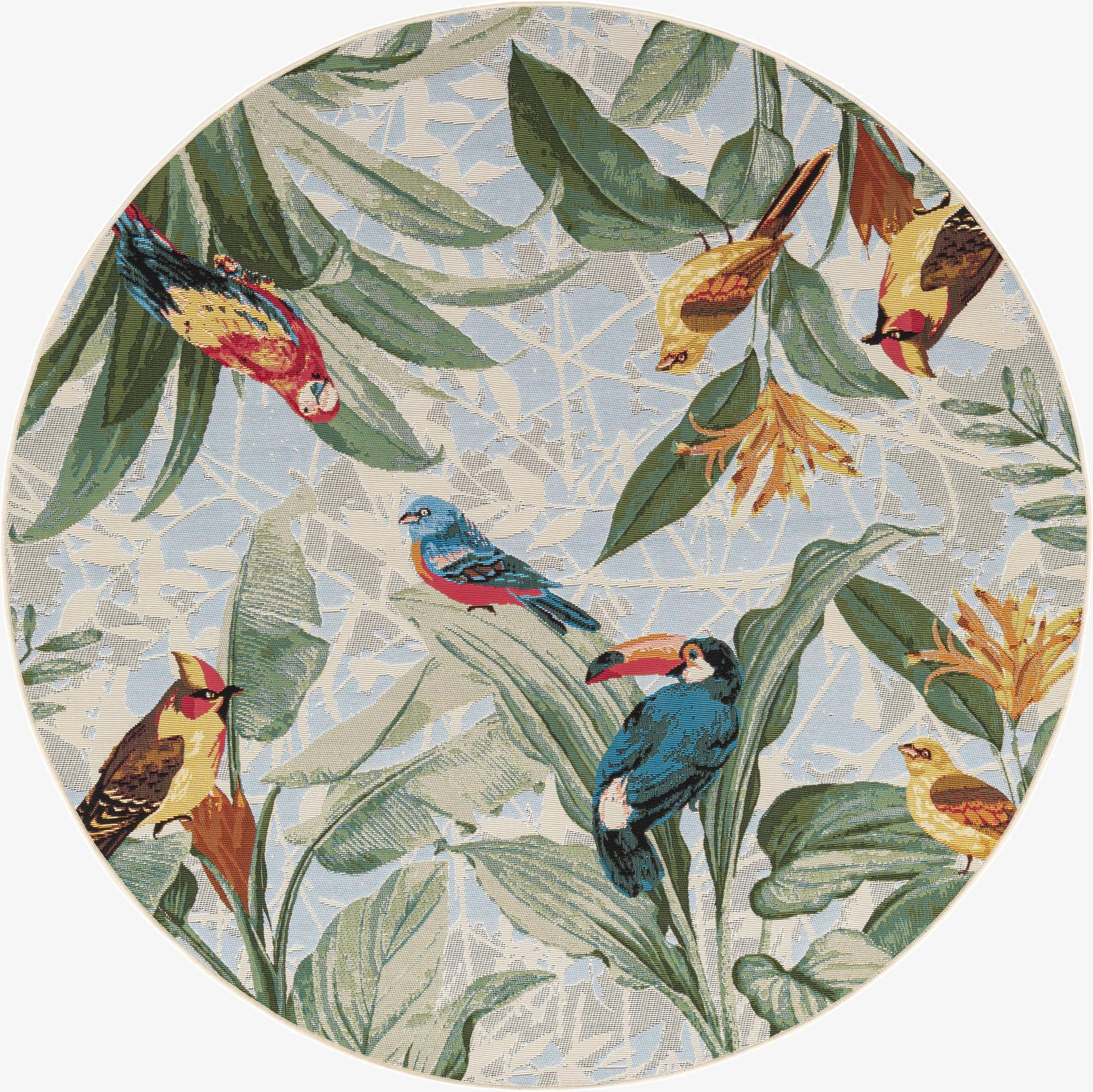  6' x 6'  Washable Botanical Indoor / Outdoor Round Rug