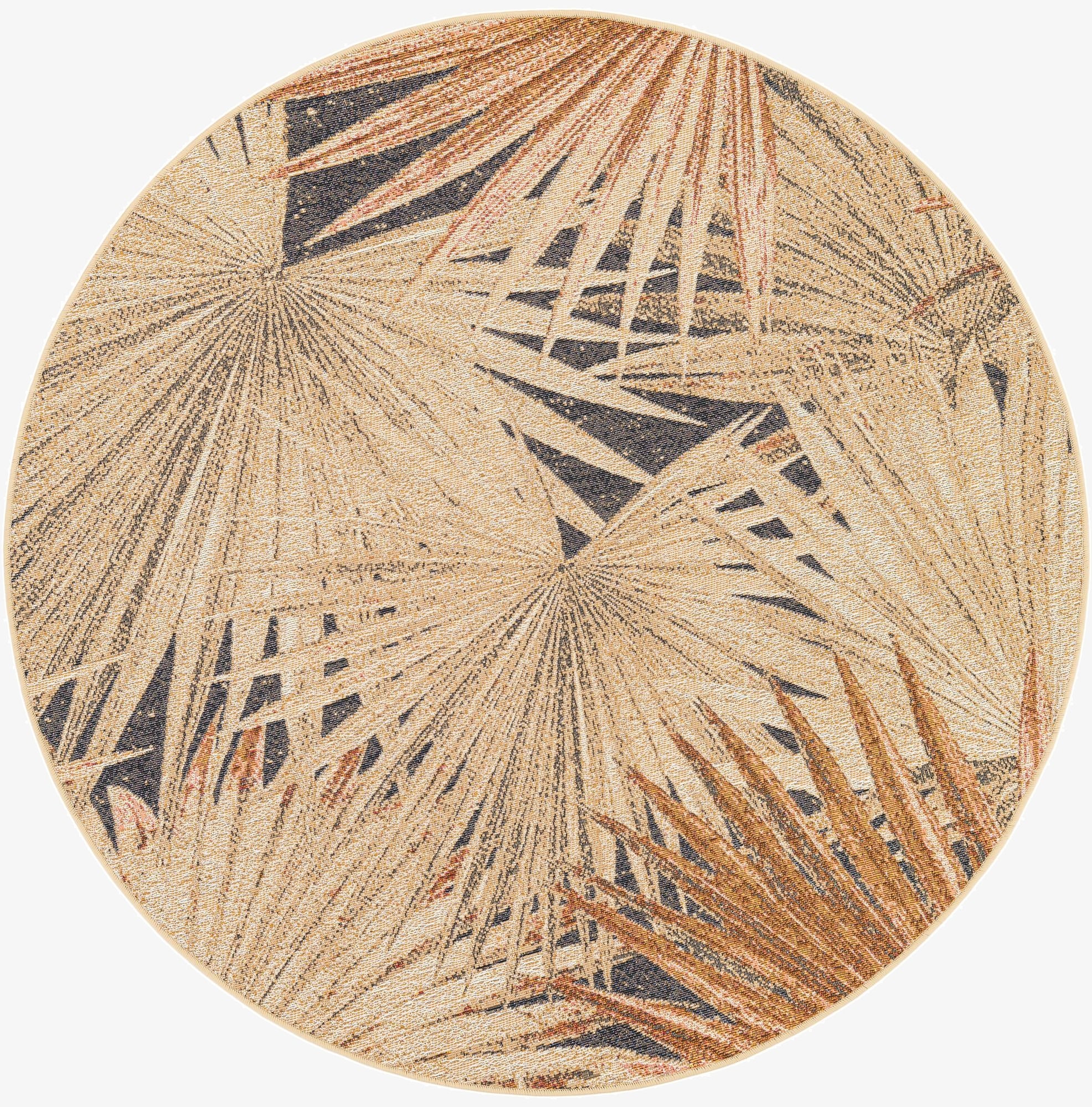  5' x 5'  Washable Botanical Indoor / Outdoor Round Rug