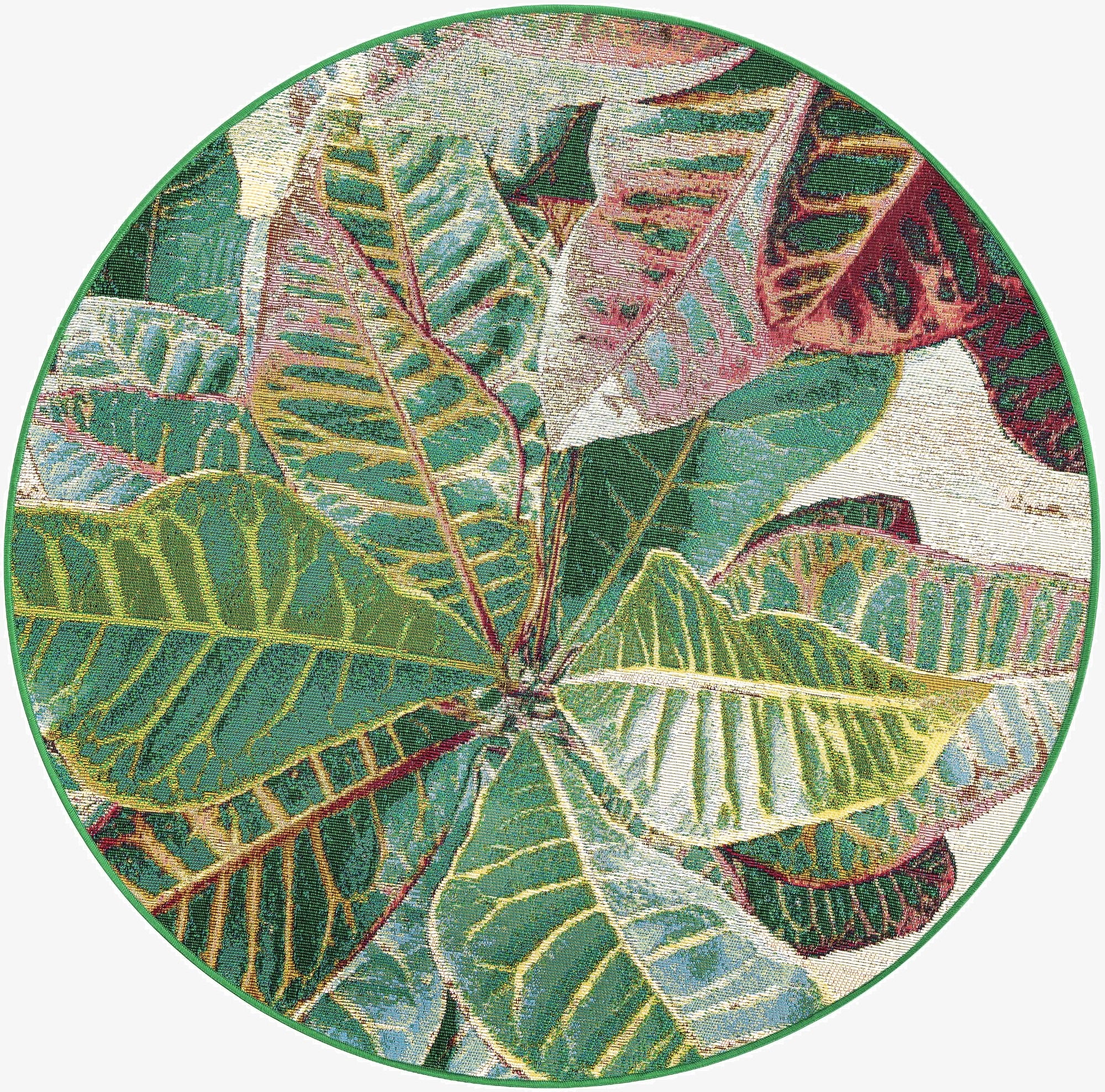  4' x 4'  Washable Botanical Indoor / Outdoor Round Rug