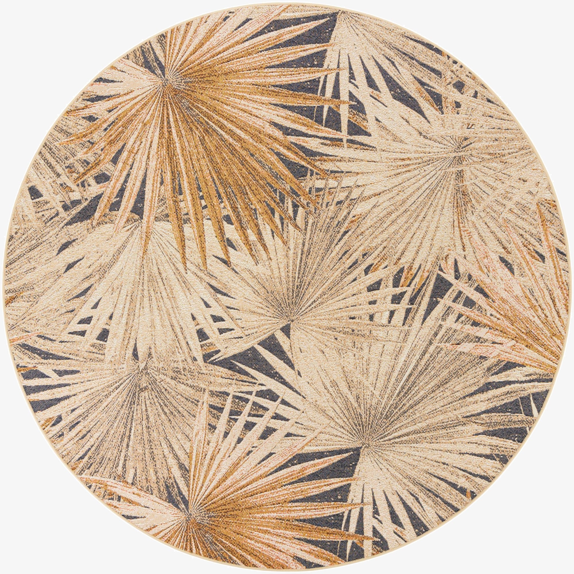  7' 10 x 7' 10  Washable Botanical Indoor / Outdoor Round Rug