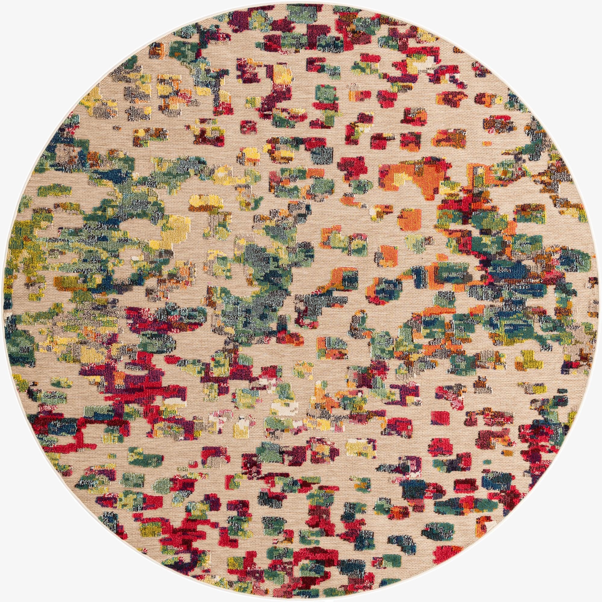  7' 10 x 7' 10  Washable Casablanca Indoor / Outdoor Round Rug