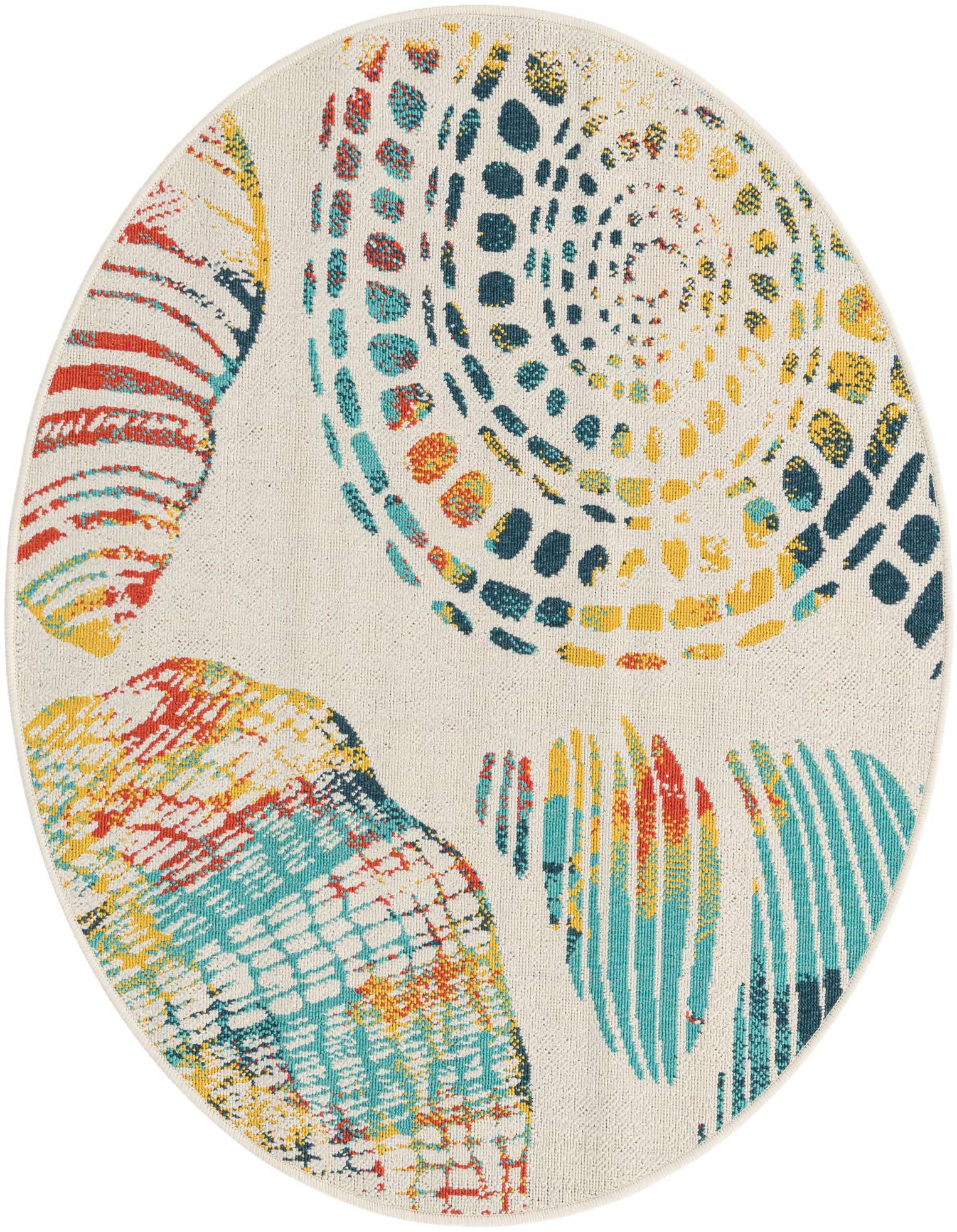Primary image  4' x 4'  Washable Coastal Indoor / Outdoor Round Rug