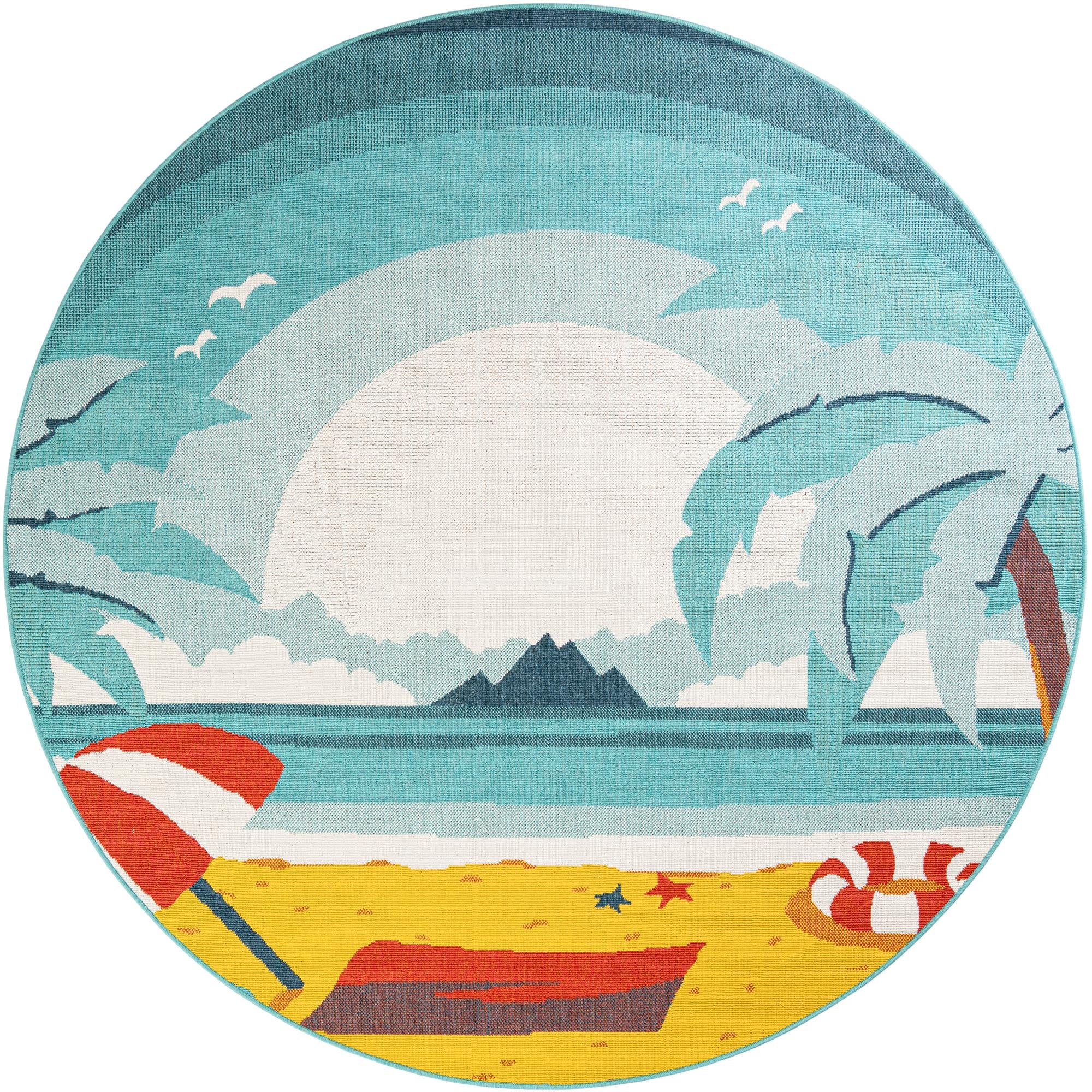 ラグ・カーペット round beach rug Amazon.com: Round Area Rug 4ft Nautical Coastal Ocean Coral