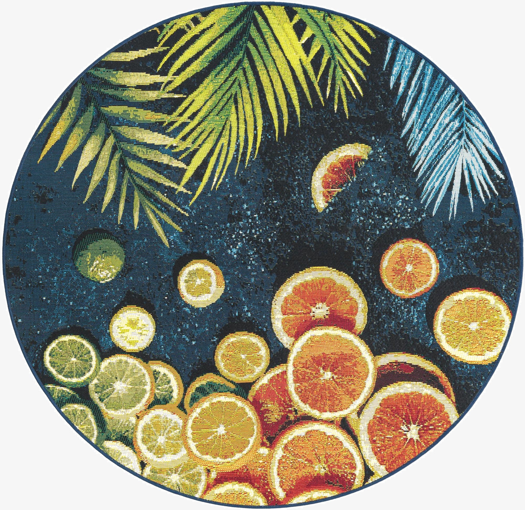  4' x 4'  Washable Coastal Indoor / Outdoor Round Rug