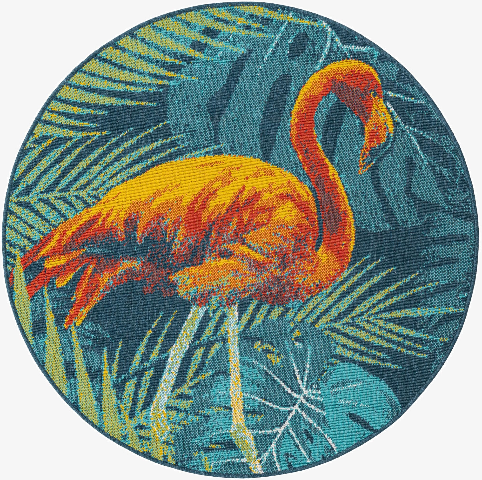  4' x 4'  Washable Coastal Indoor / Outdoor Round Rug