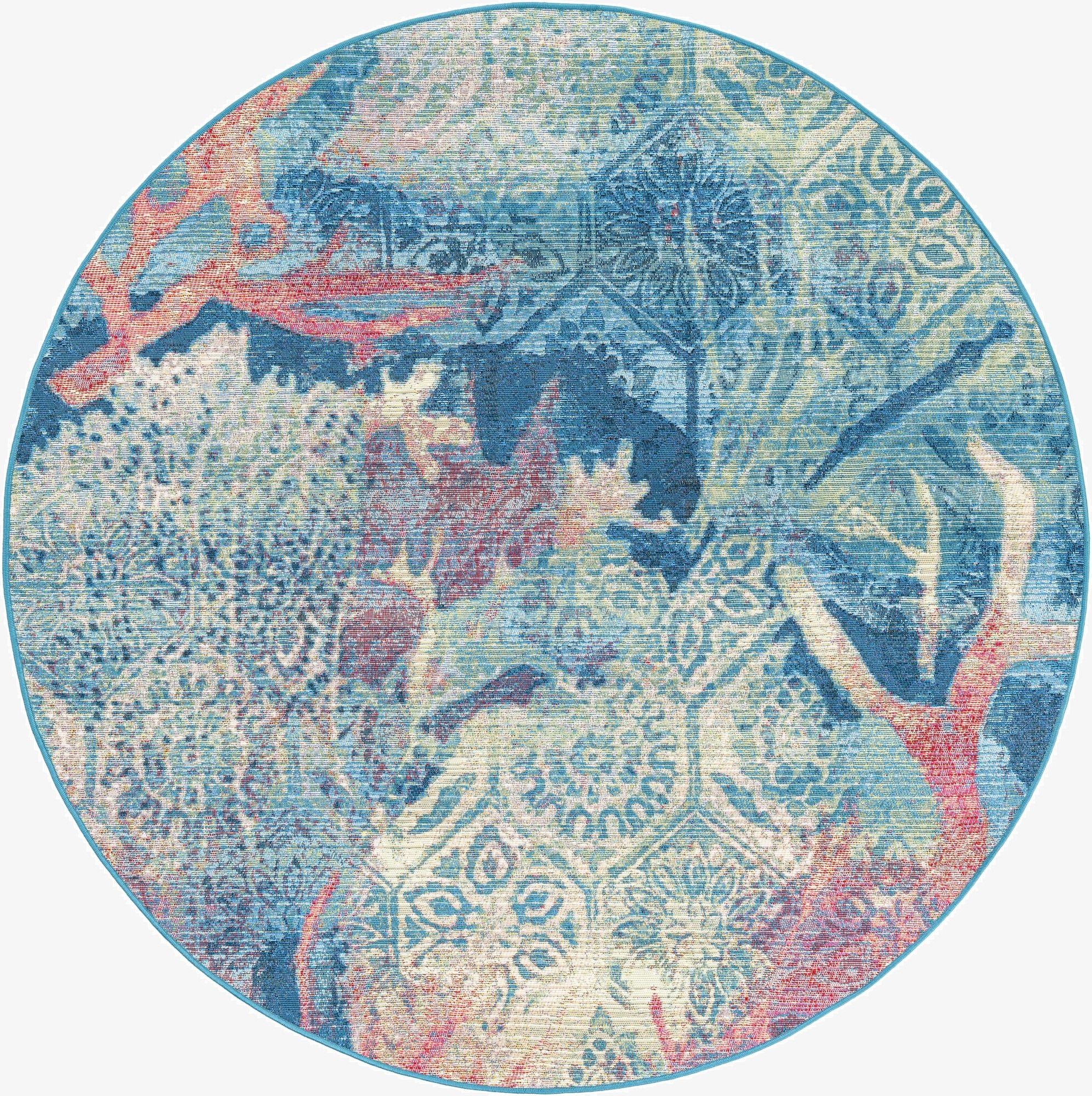  5' 3 x 5' 3  Washable Coastal Indoor / Outdoor Round Rug