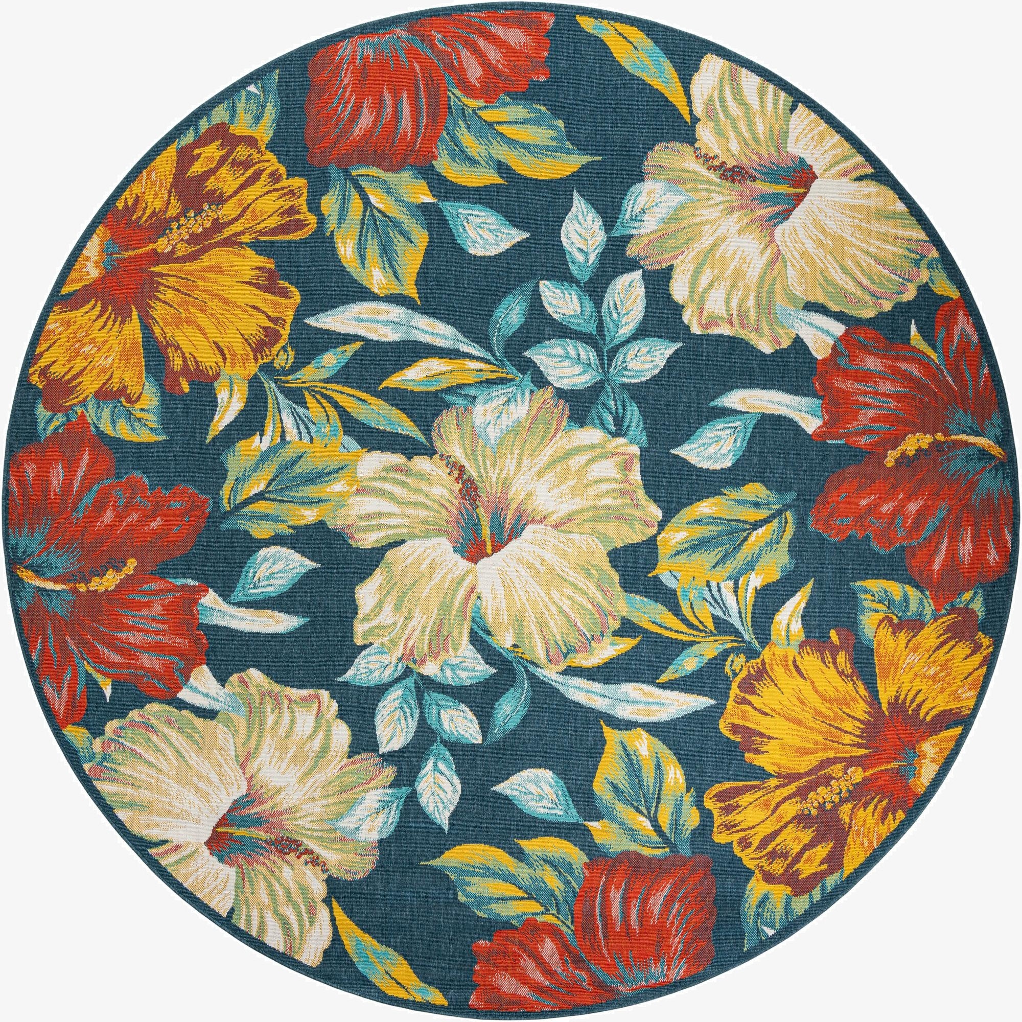  10' x 10'  Washable Coastal Indoor / Outdoor Round Rug