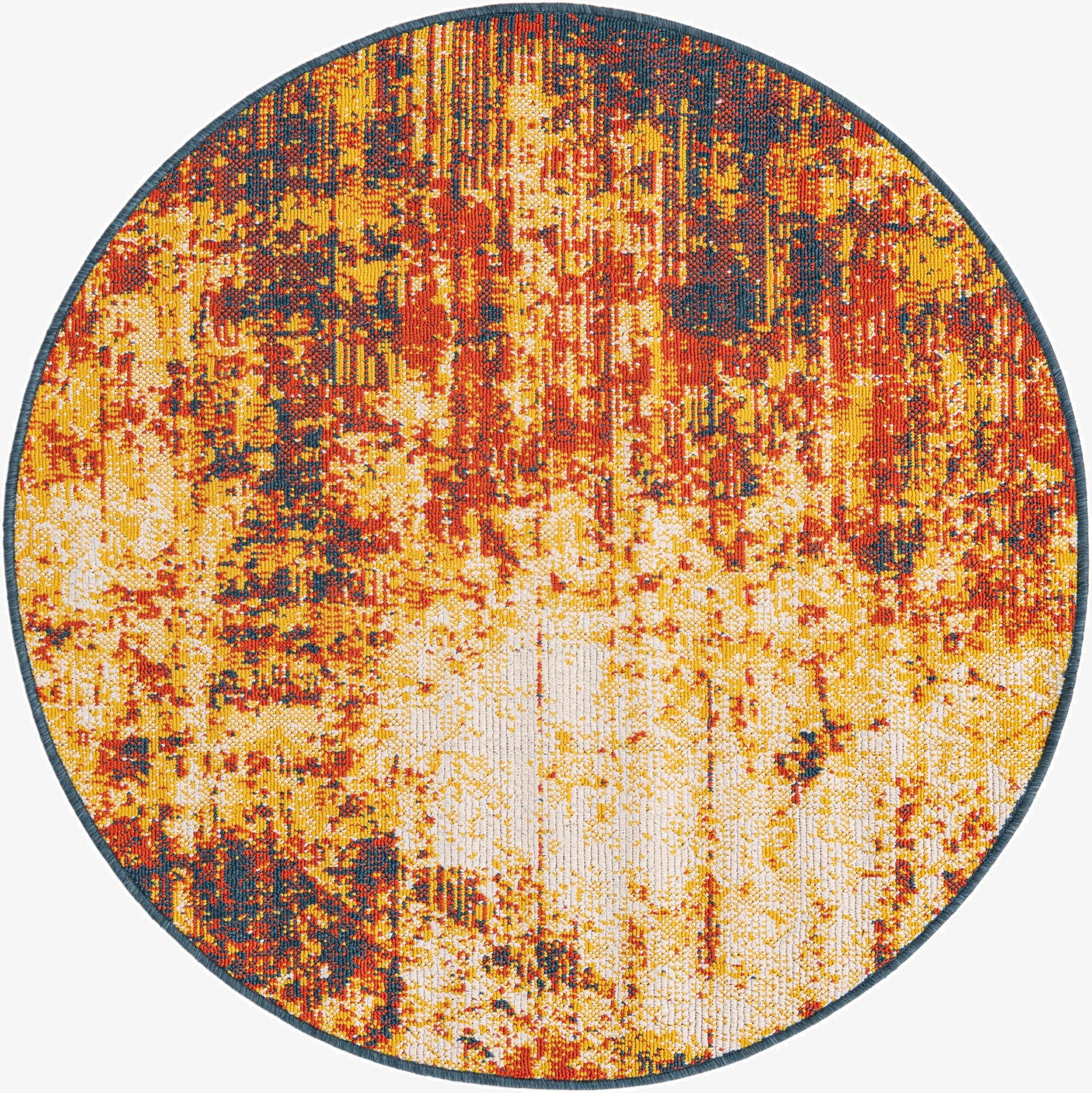  4' x 4'  Washable Coastal Indoor / Outdoor Round Rug