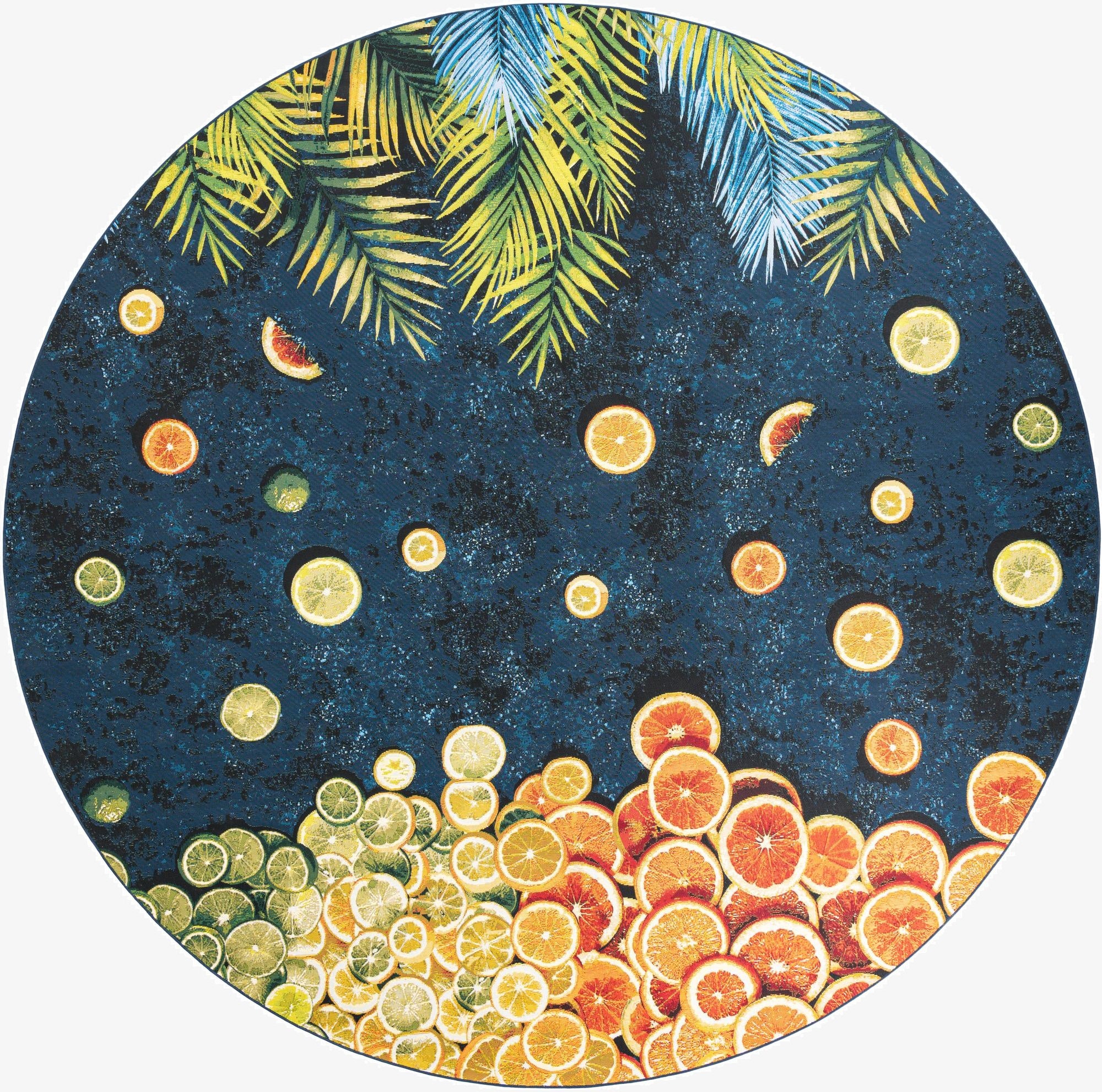  12' x 12'  Washable Coastal Indoor / Outdoor Round Rug