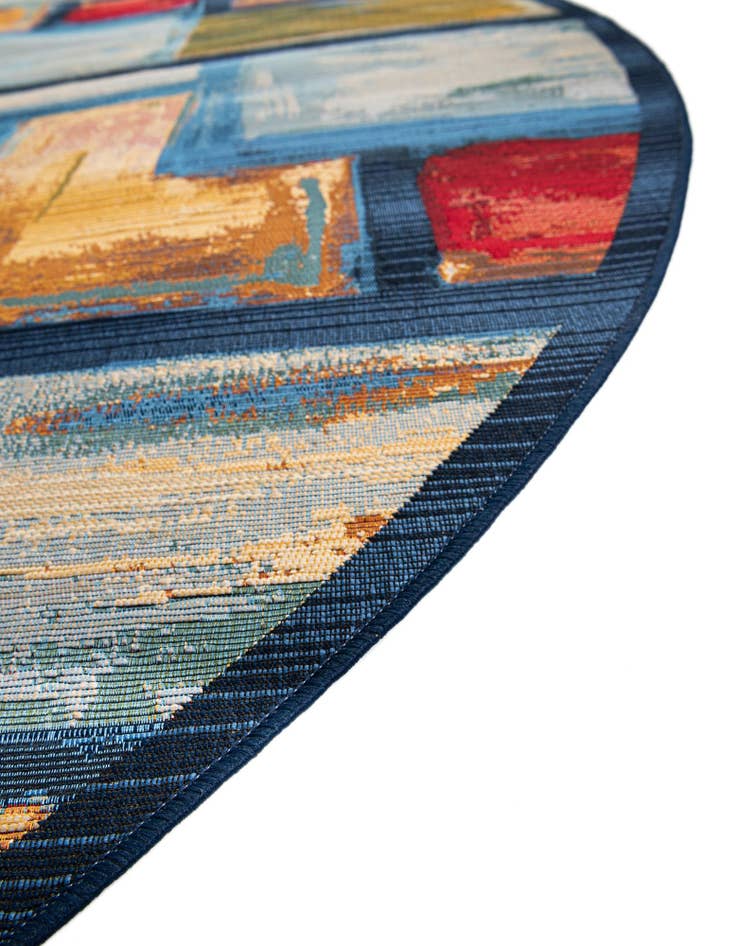 Detail image of  8' x 8'  Washable Modern Indoor / Outdoor Round Rug