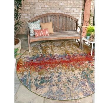 Multicolor 5' x 5' Modern Indoor / Outdoor Round Rug | Rugs.com
