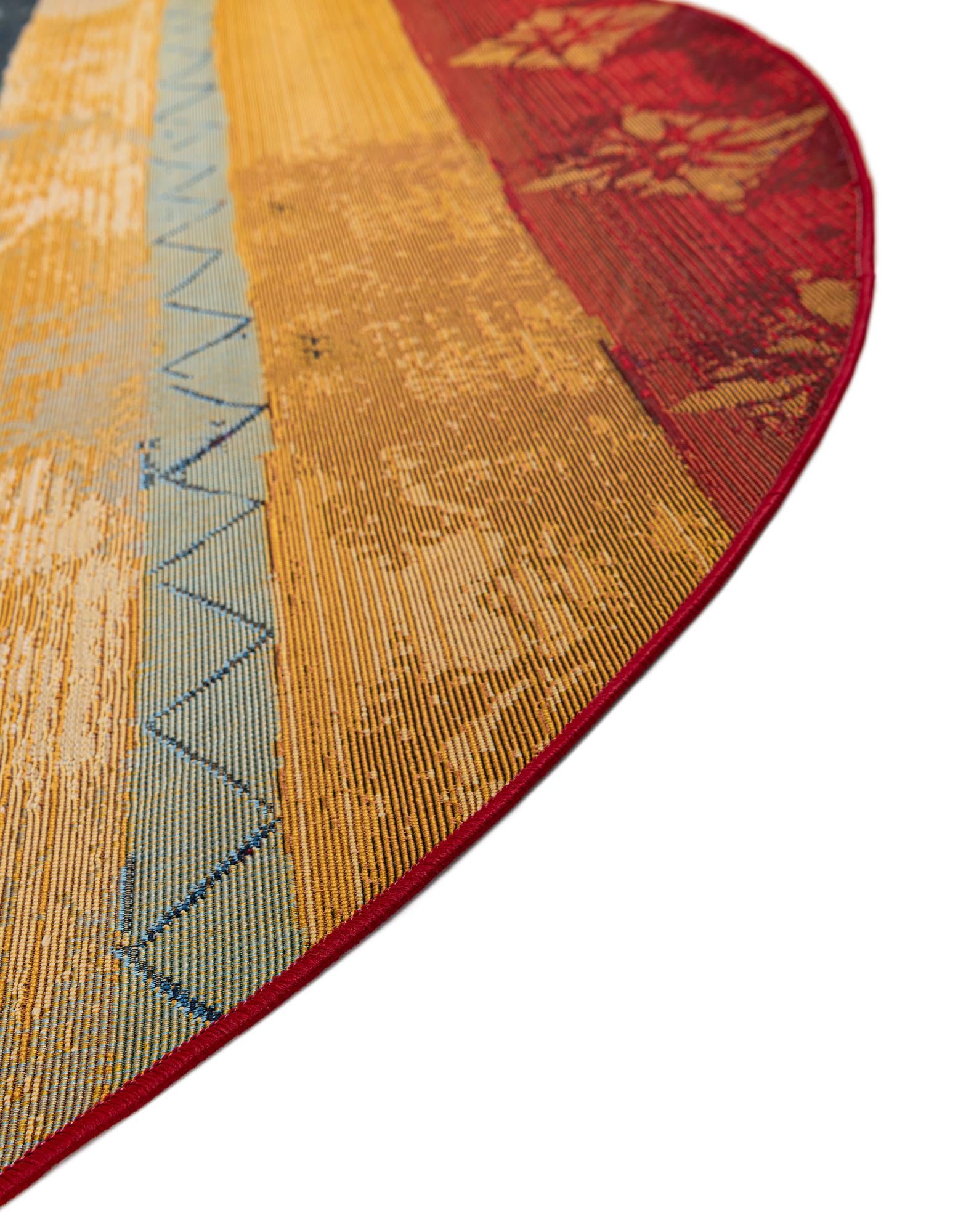 Multicolor 8' x 8' Modern Indoor / Outdoor Round Rug | Rugs.com