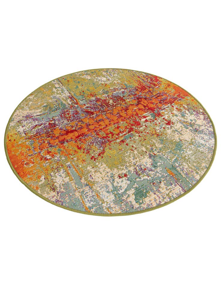 Detail image of  3' 3 x 3' 3  Washable Modern Indoor / Outdoor Round Rug