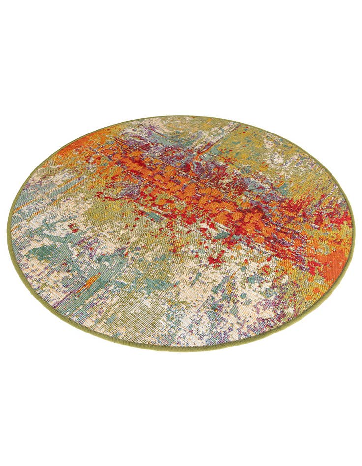 Detail image of  3' 3 x 3' 3  Washable Modern Indoor / Outdoor Round Rug