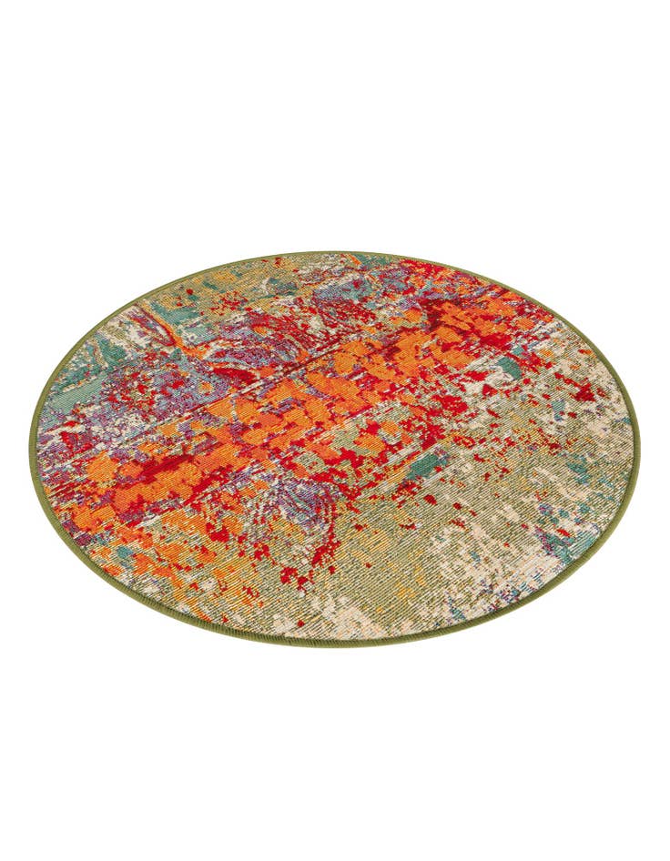 Detail image of  2' 7 x 2' 7  Washable Modern Indoor / Outdoor Round Rug