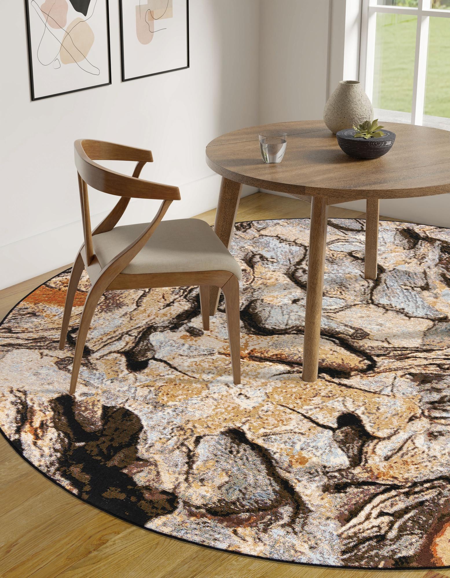 Multicolor 5' x 5' Modern Indoor / Outdoor Round Rug | Rugs.com