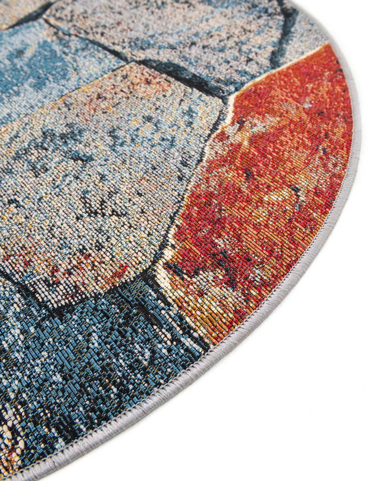 Detail image of  7' 10 x 7' 10  Washable Modern Indoor / Outdoor Round Rug