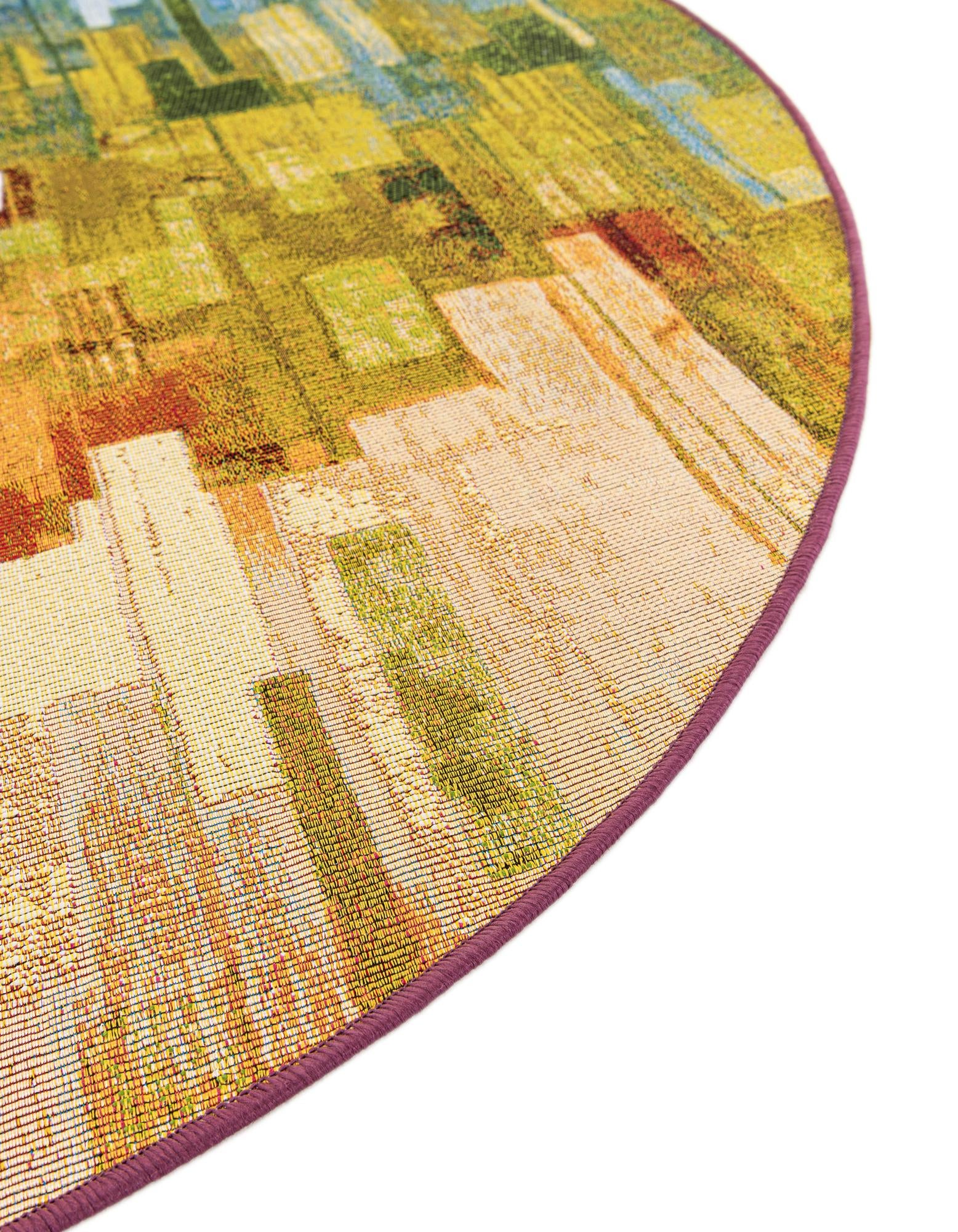 Multicolor 8' x 8' Modern Indoor / Outdoor Round Rug