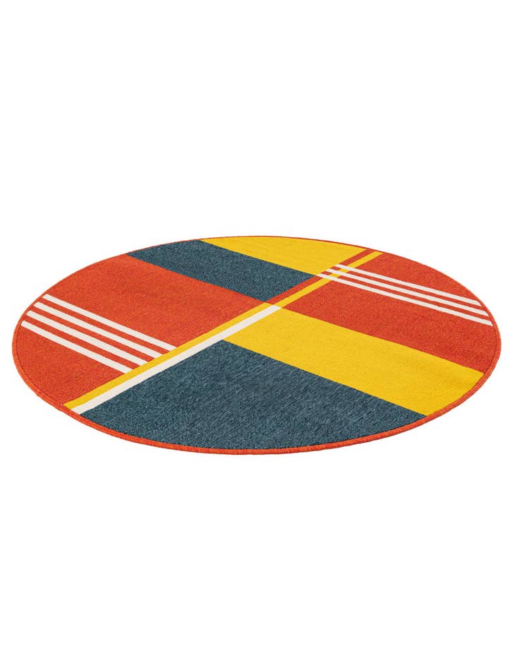 Detail image of  4' x 4'  Washable Modern Indoor / Outdoor Round Rug