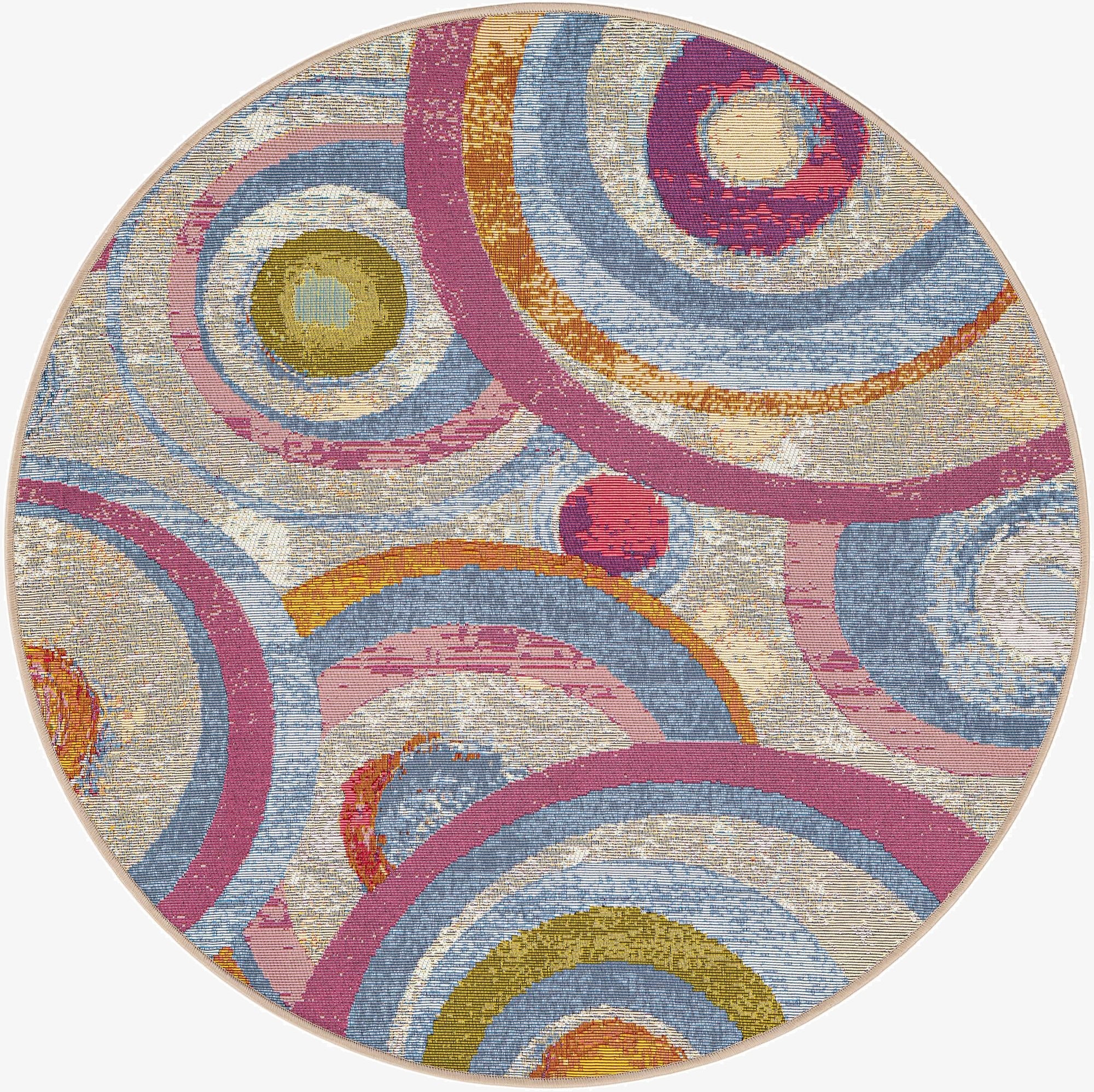  4' x 4'  Washable Modern Indoor / Outdoor Round Rug