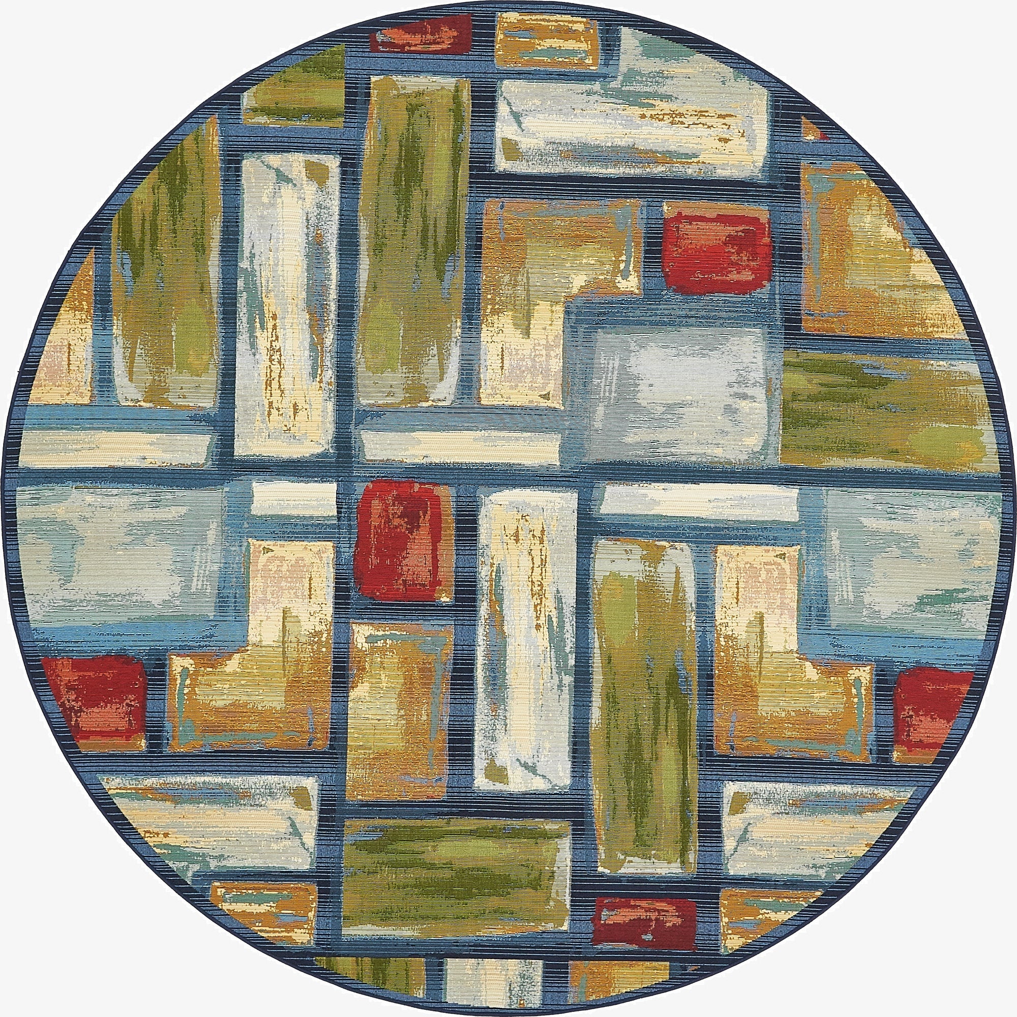  8' x 8'  Washable Modern Indoor / Outdoor Round Rug