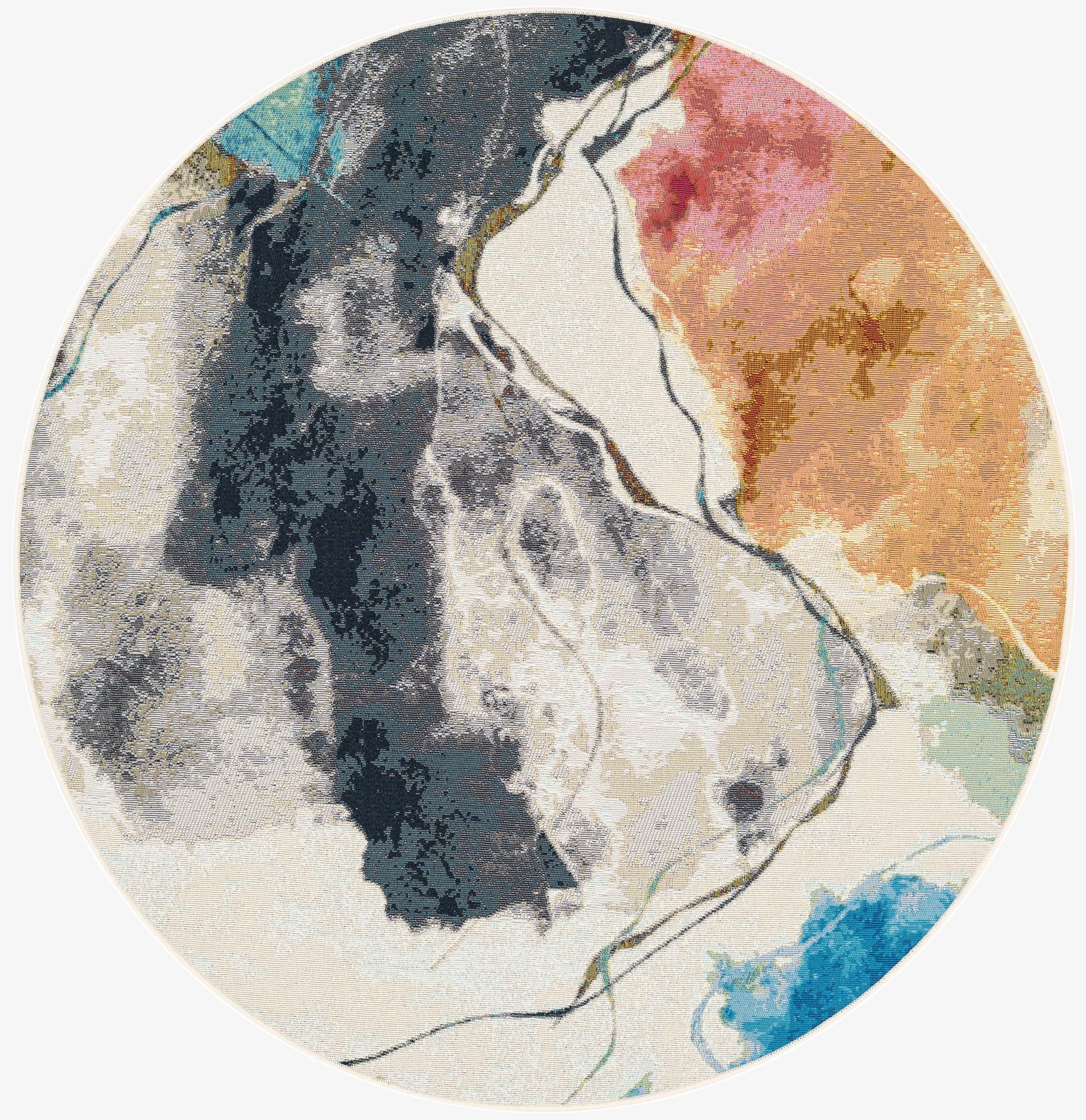  5' 3 x 5' 3  Washable Modern Indoor / Outdoor Round Rug