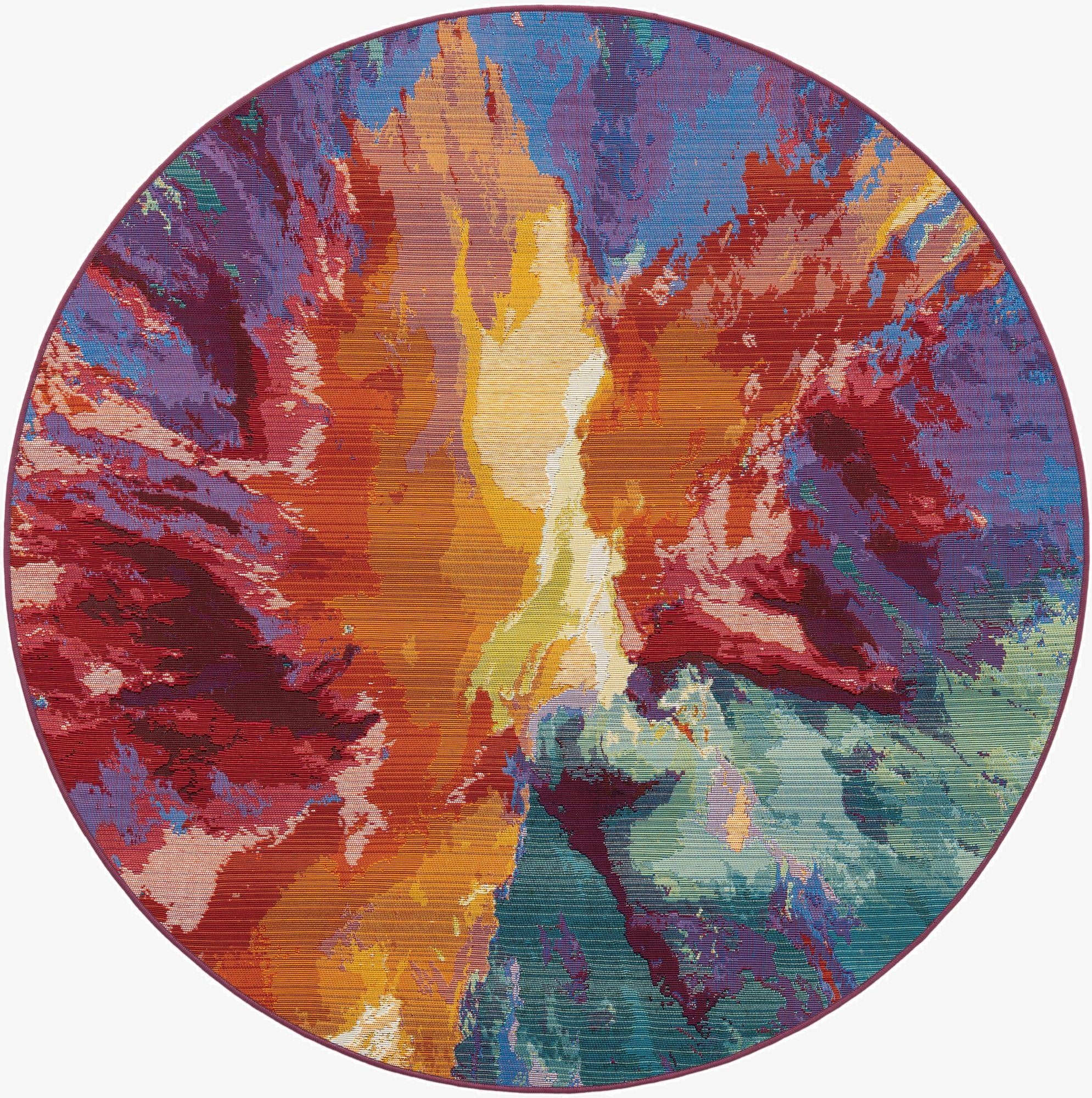  5' x 5'  Washable Modern Indoor / Outdoor Round Rug