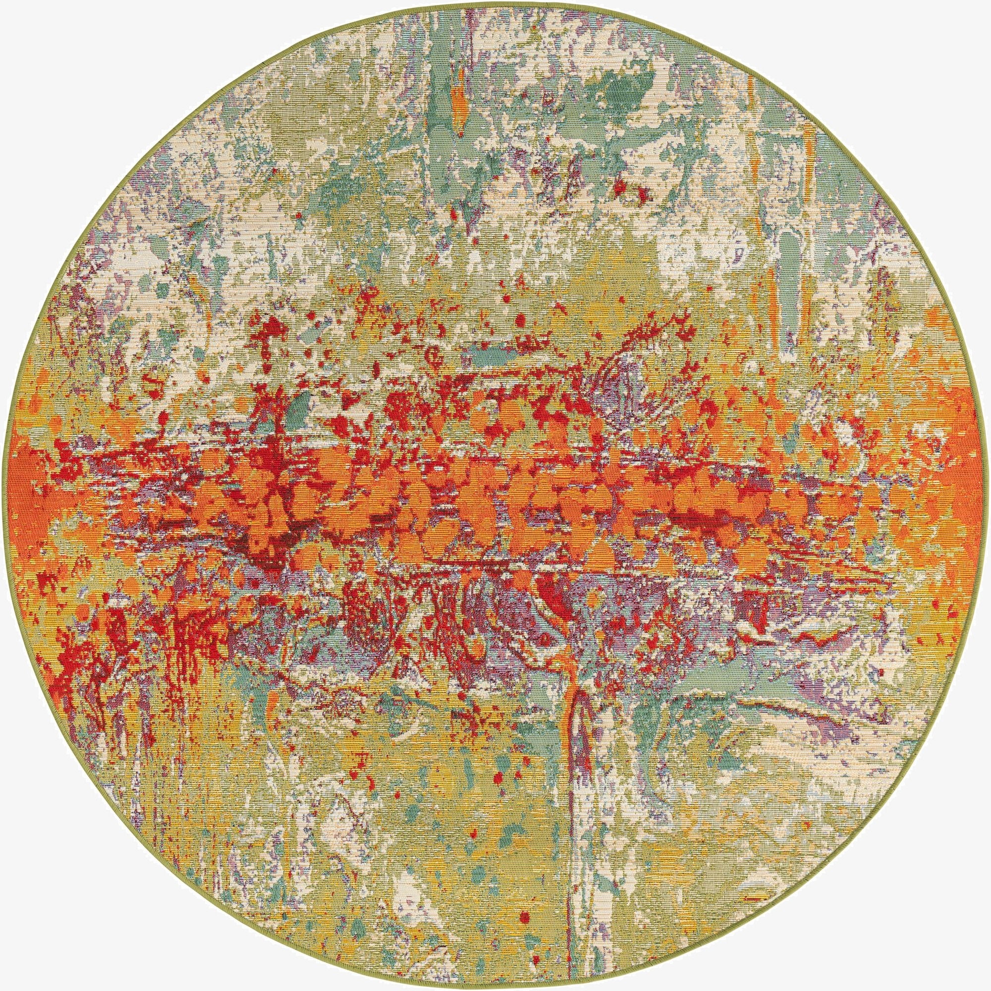  5' x 5'  Washable Modern Indoor / Outdoor Round Rug