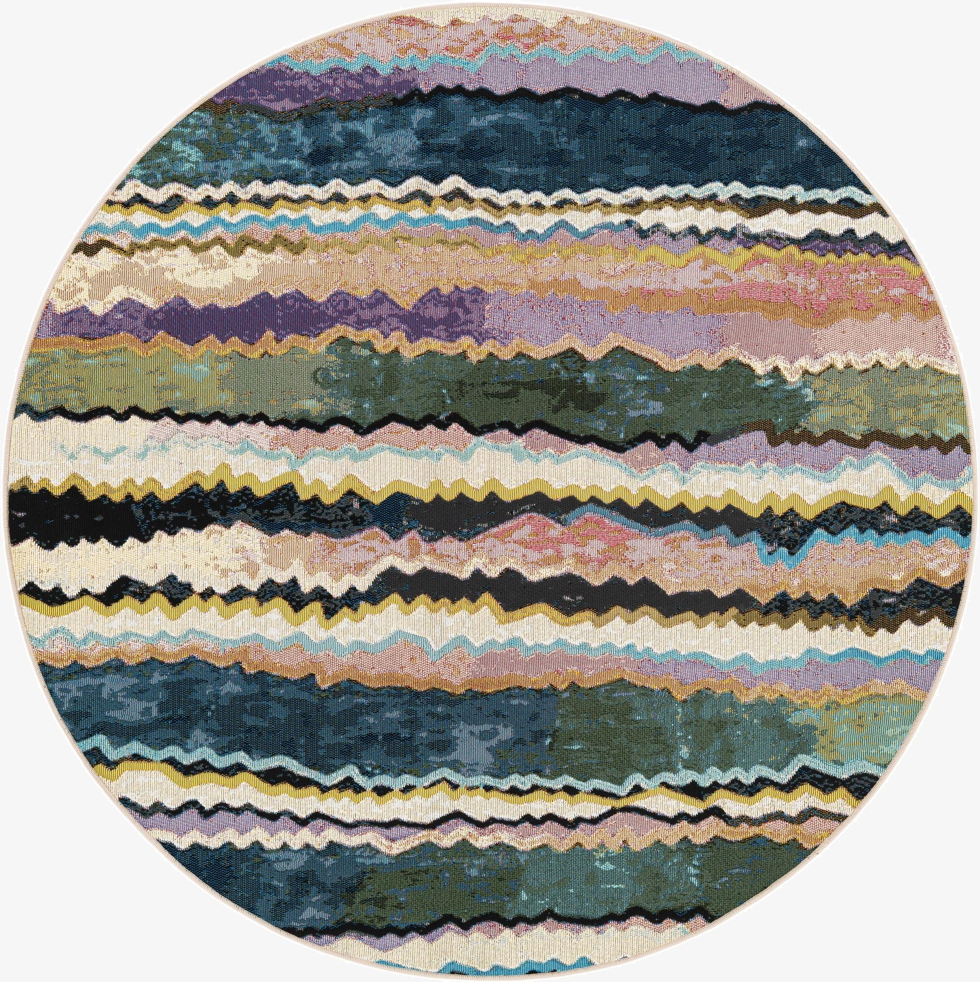  5' x 5'  Washable Modern Indoor / Outdoor Round Rug