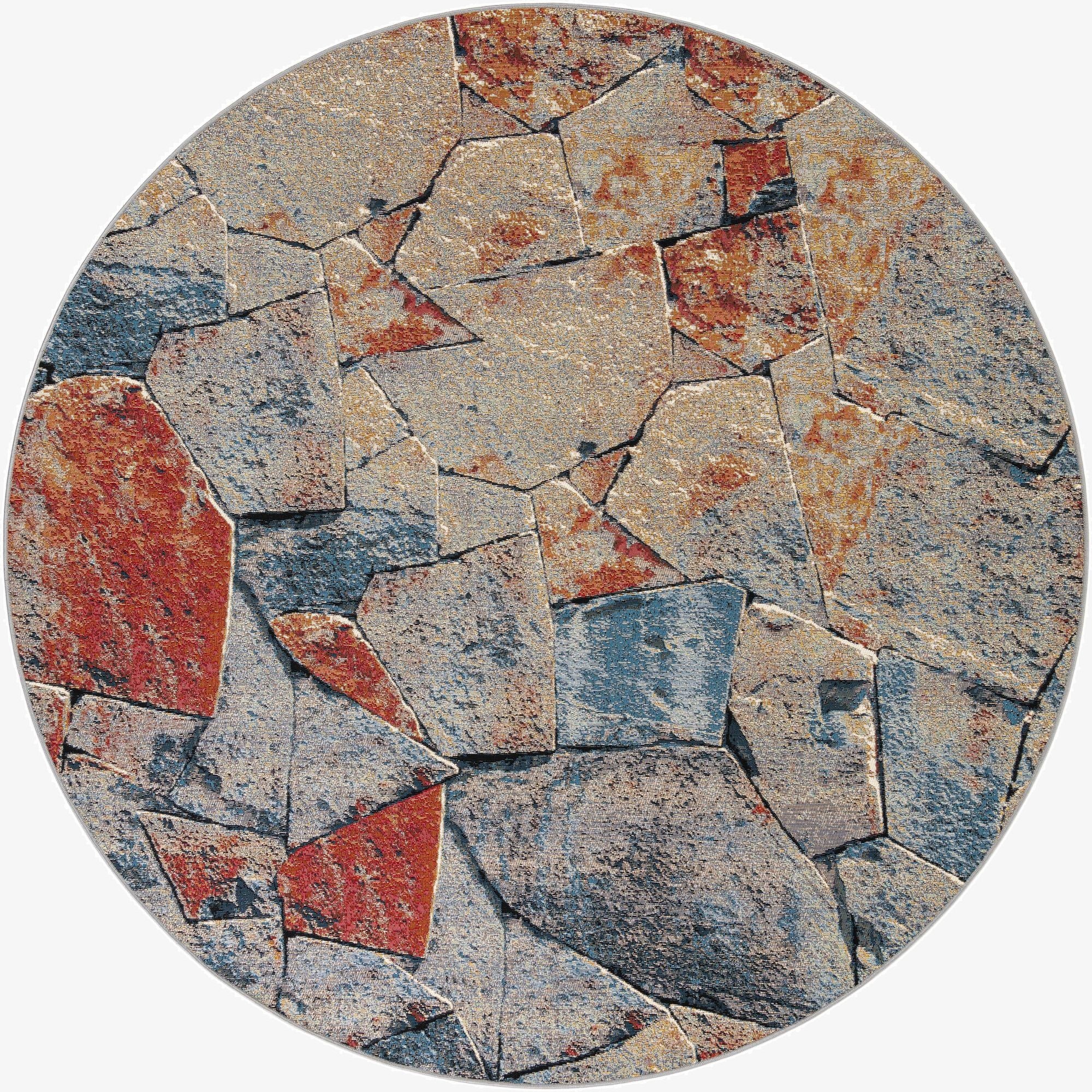  7' 10 x 7' 10  Washable Modern Indoor / Outdoor Round Rug