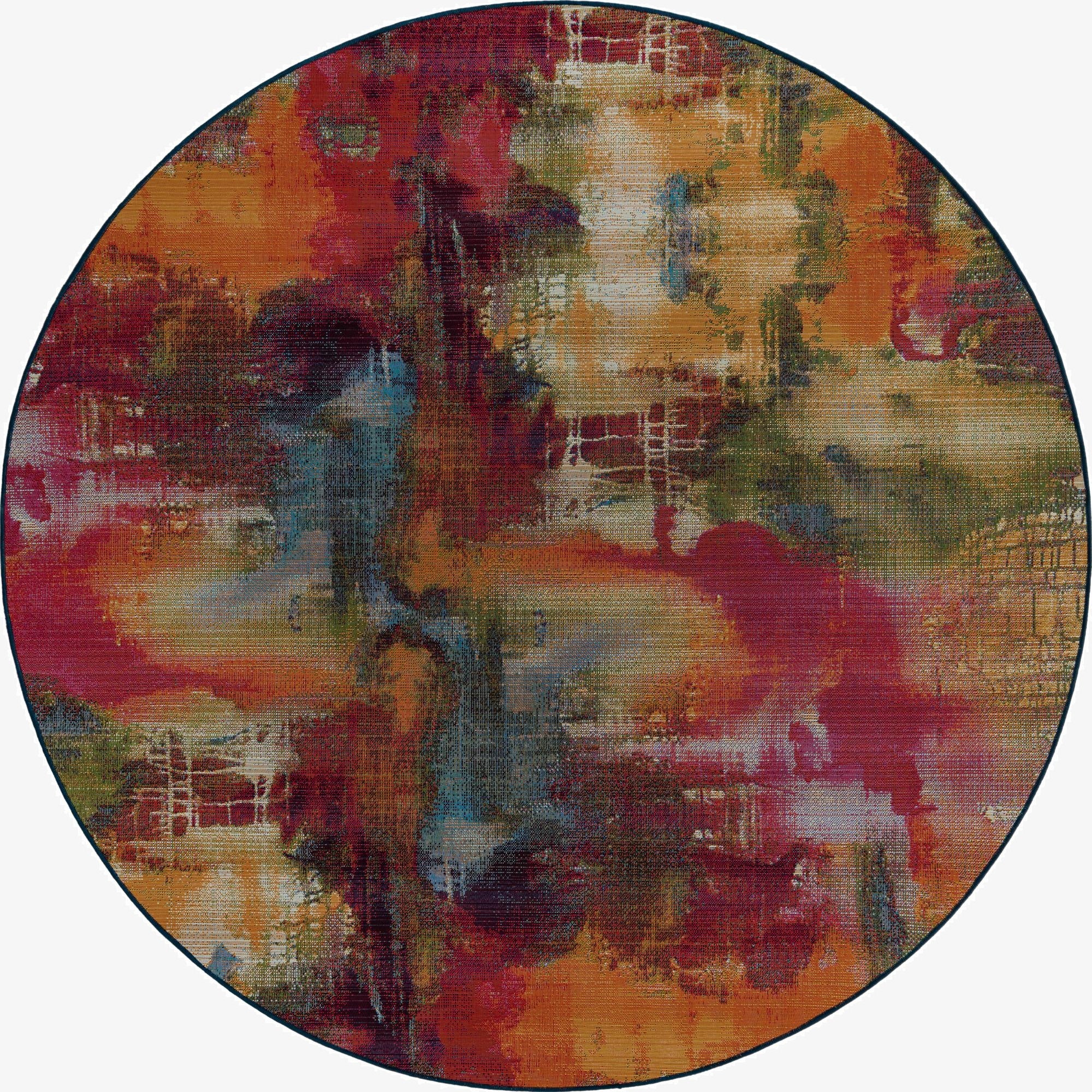  8' x 8'  Washable Modern Indoor / Outdoor Round Rug