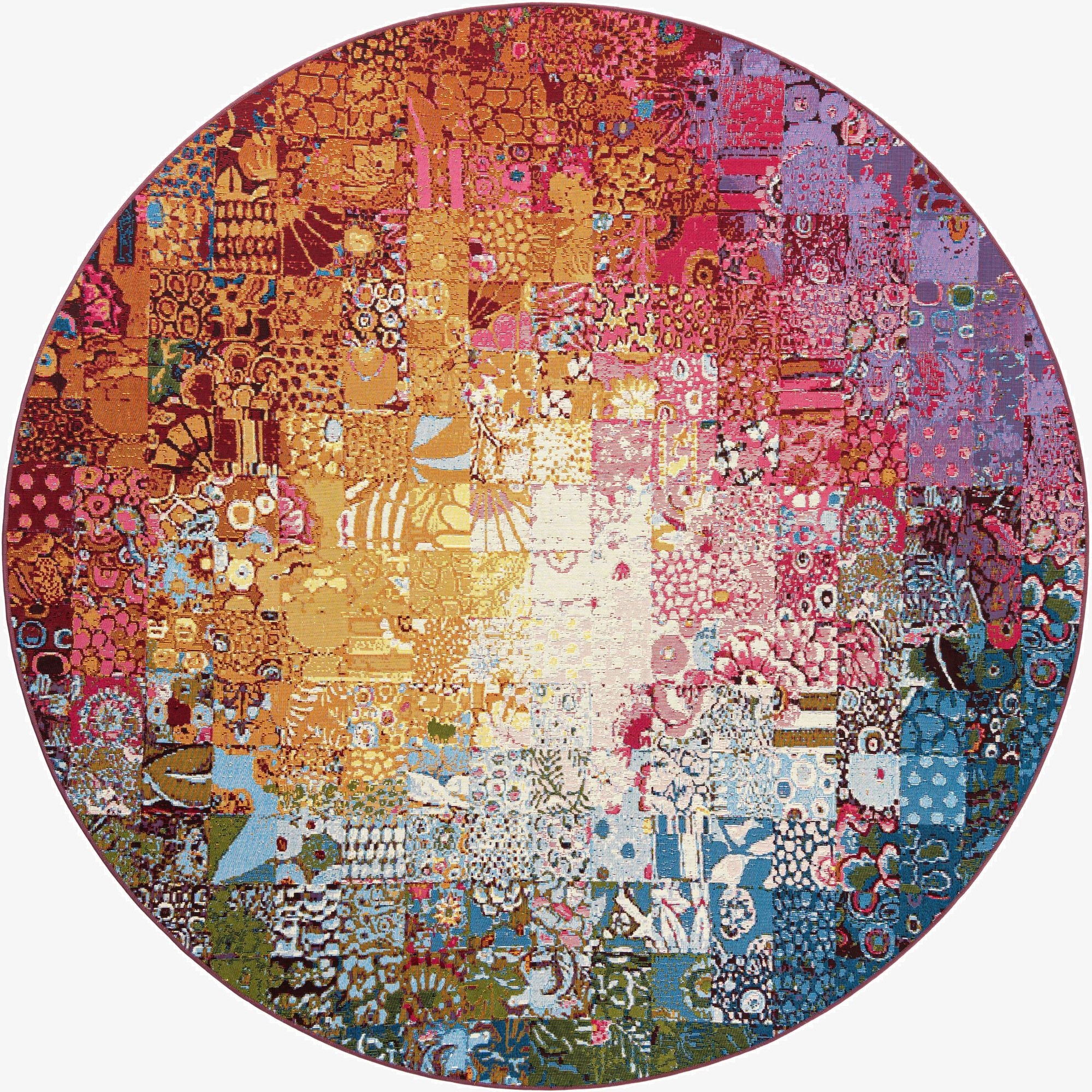  8' x 8'  Washable Modern Indoor / Outdoor Round Rug