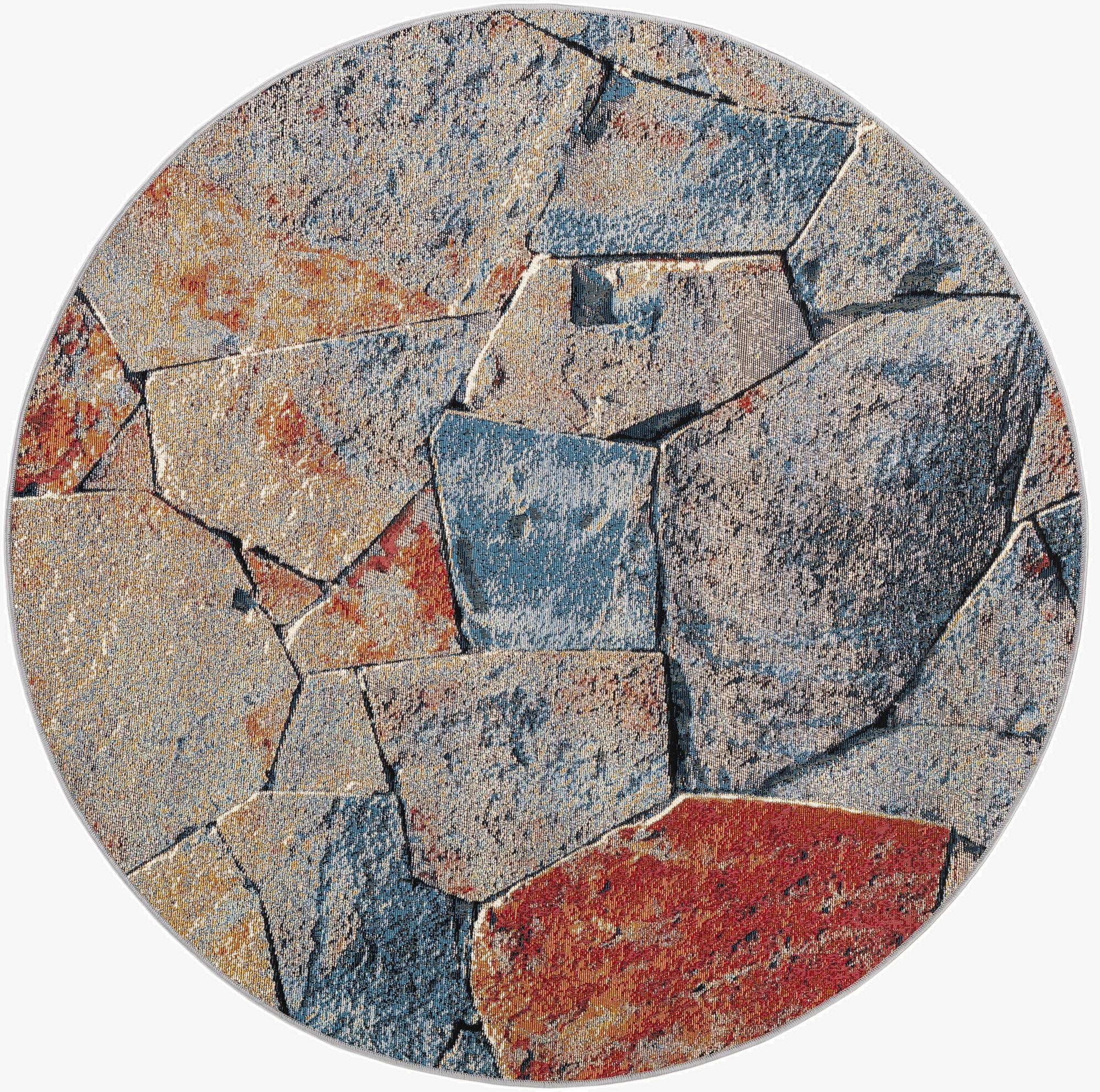  5' x 5'  Washable Modern Indoor / Outdoor Round Rug