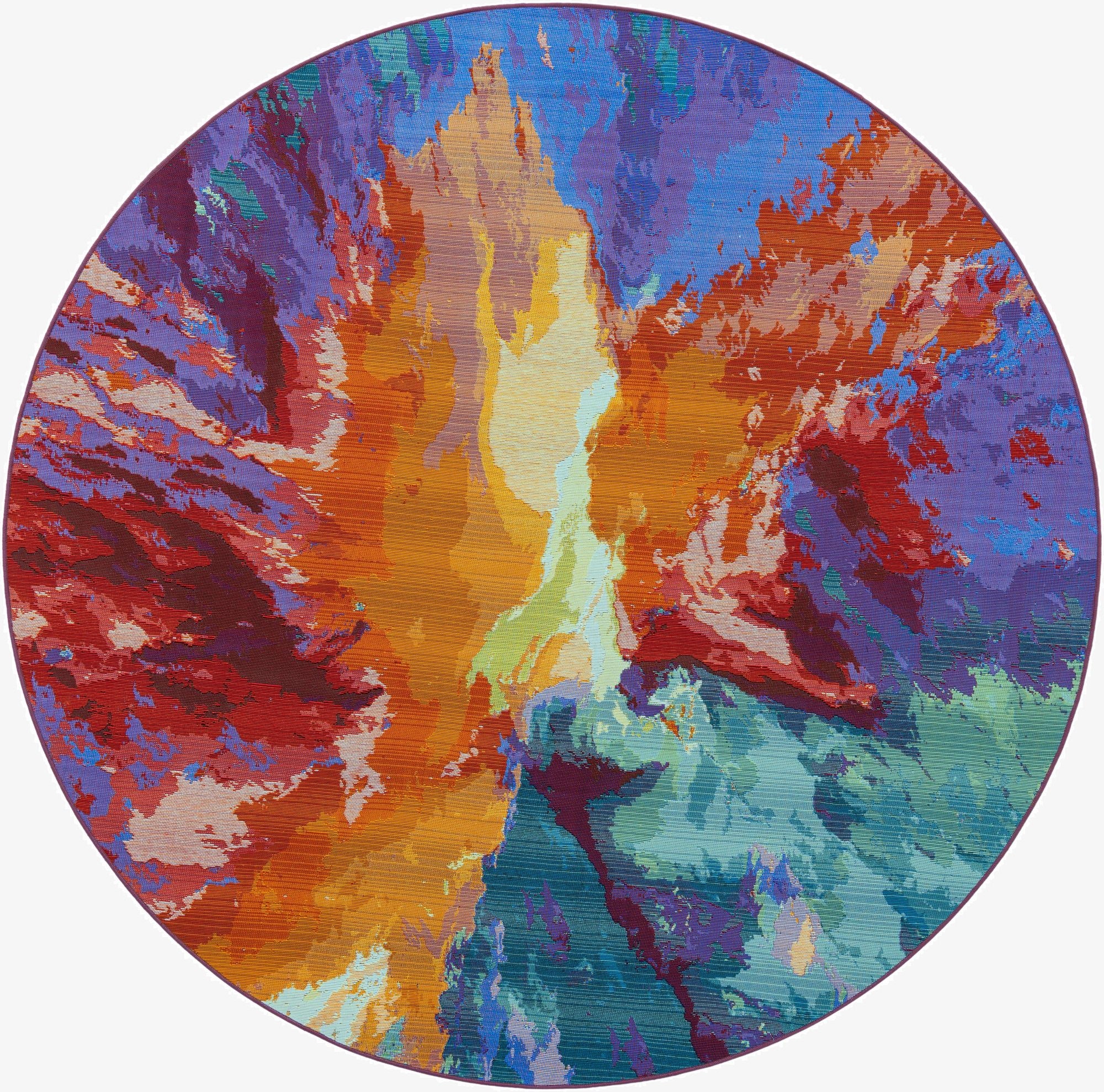  7' x 7'  Washable Modern Indoor / Outdoor Round Rug