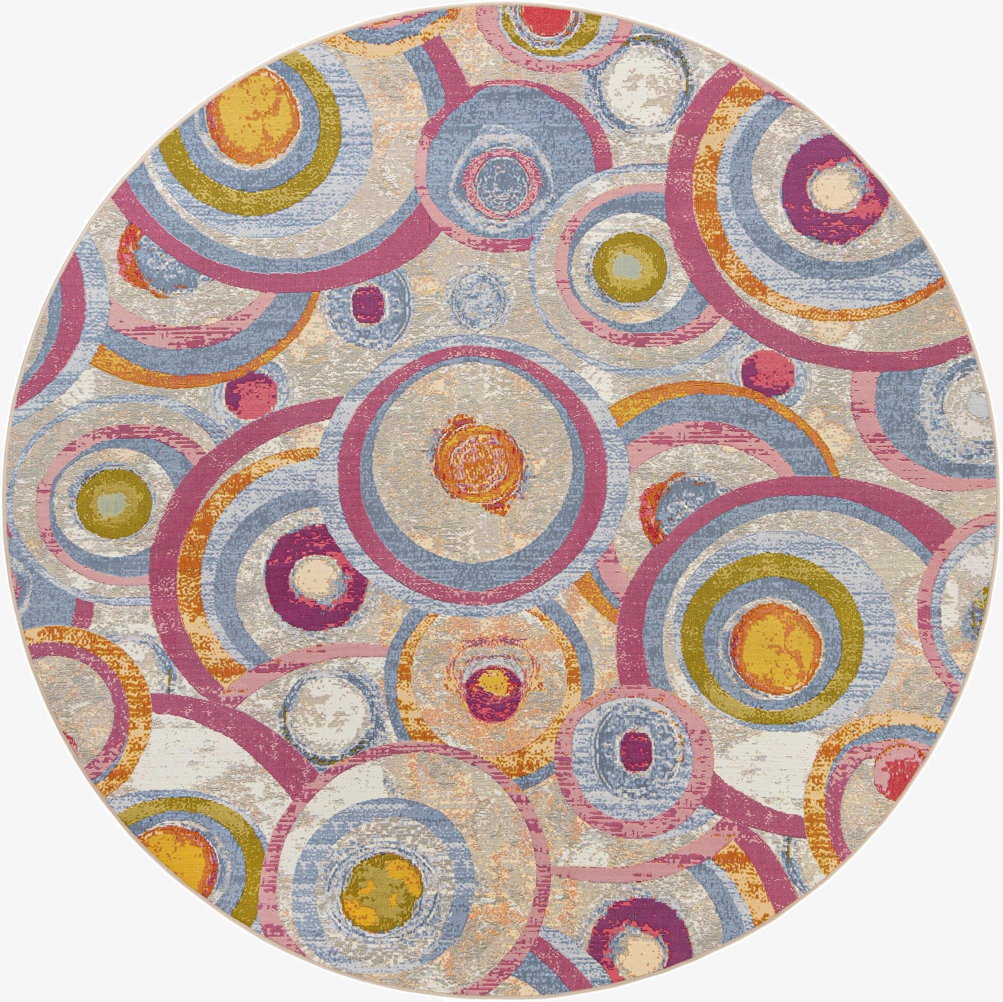  10' x 10'  Washable Modern Indoor / Outdoor Round Rug
