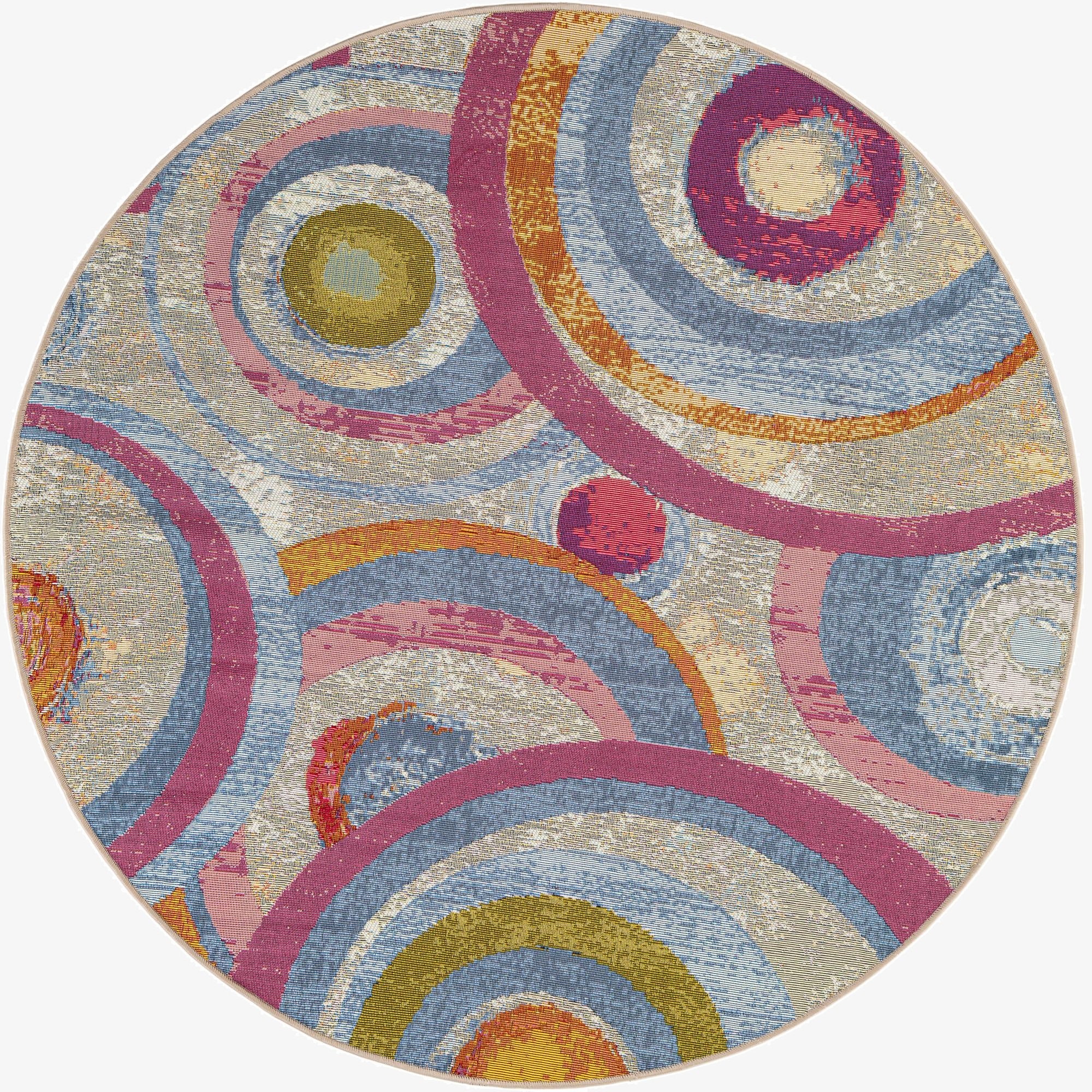  5' x 5'  Washable Modern Indoor / Outdoor Round Rug